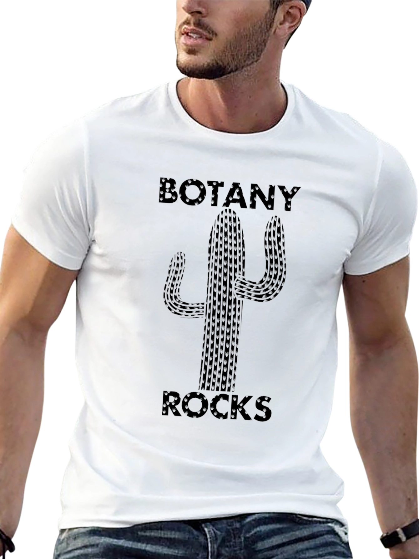 Black Botany Rocks Cactus Graphic Tee - Black Cotton T-Shirt view 13