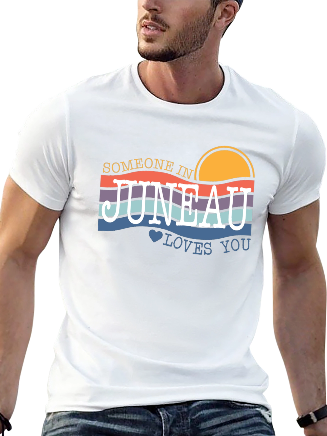 Black Juneau Alaska Sunset Graphic T-Shirt view 13