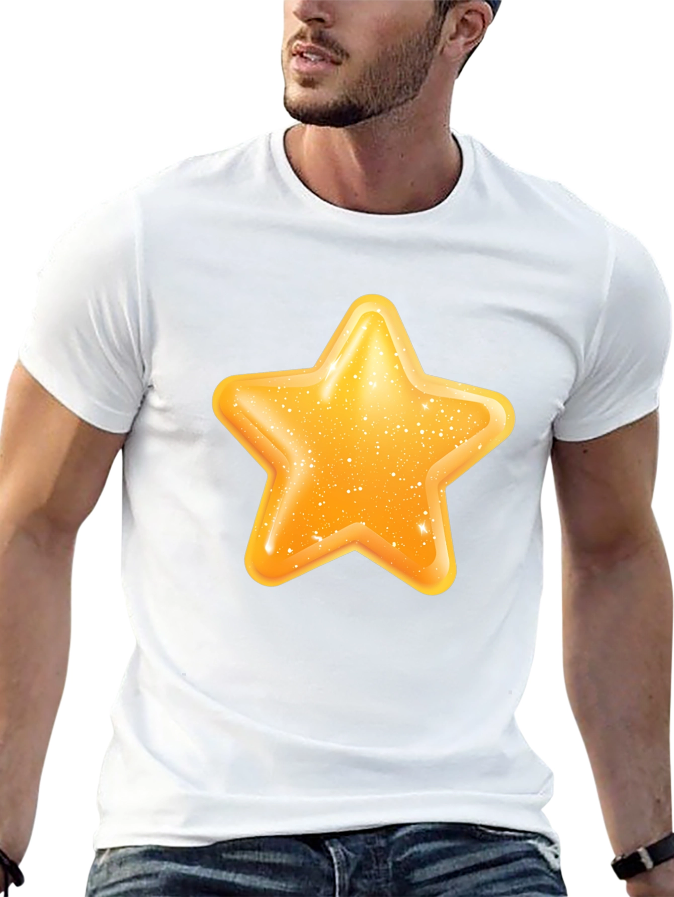 Black Shiny Star Graphic Black T-Shirt view 13