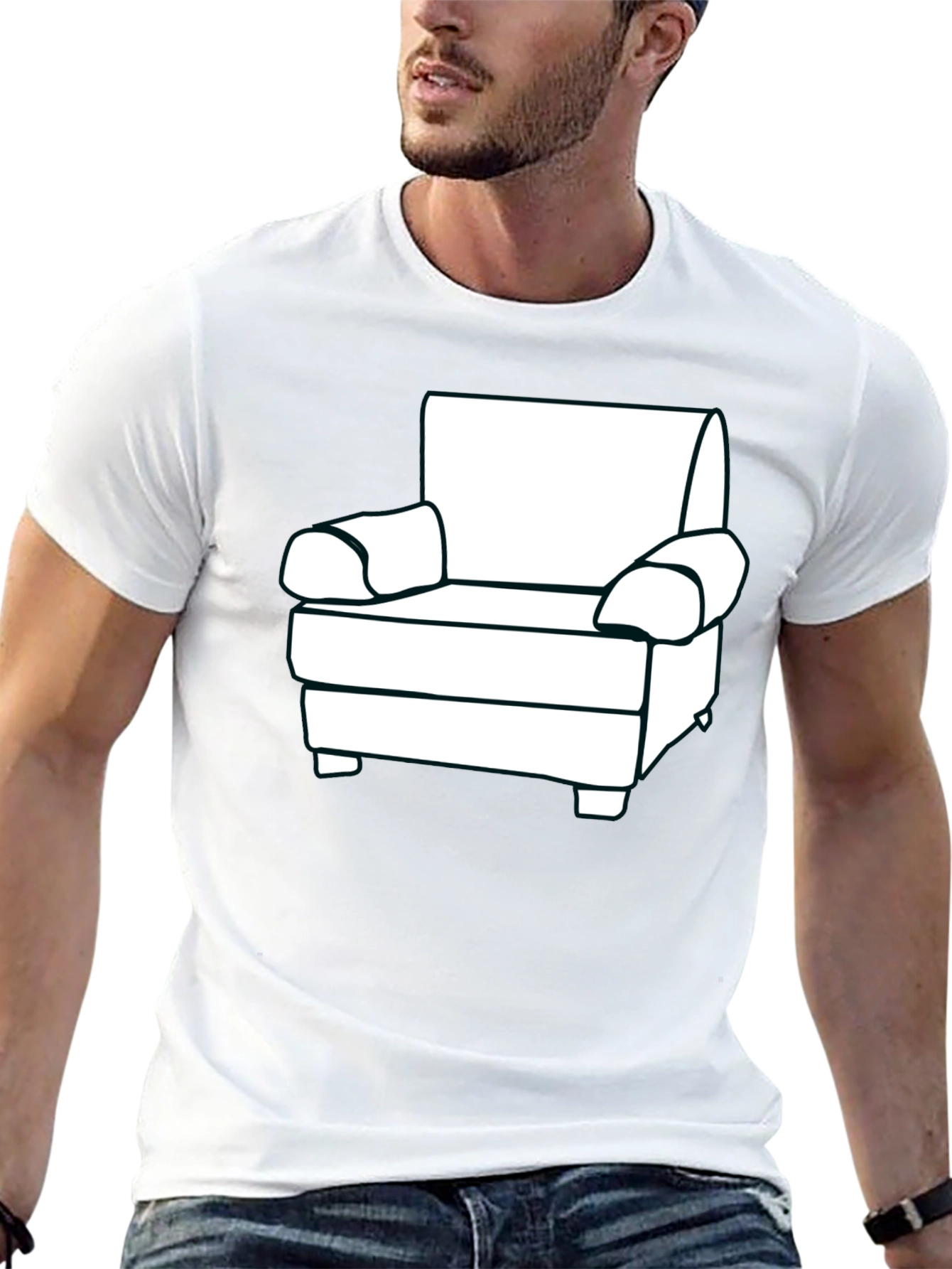 Black White Couch Graphic T-Shirt - Comfort & Style view 13