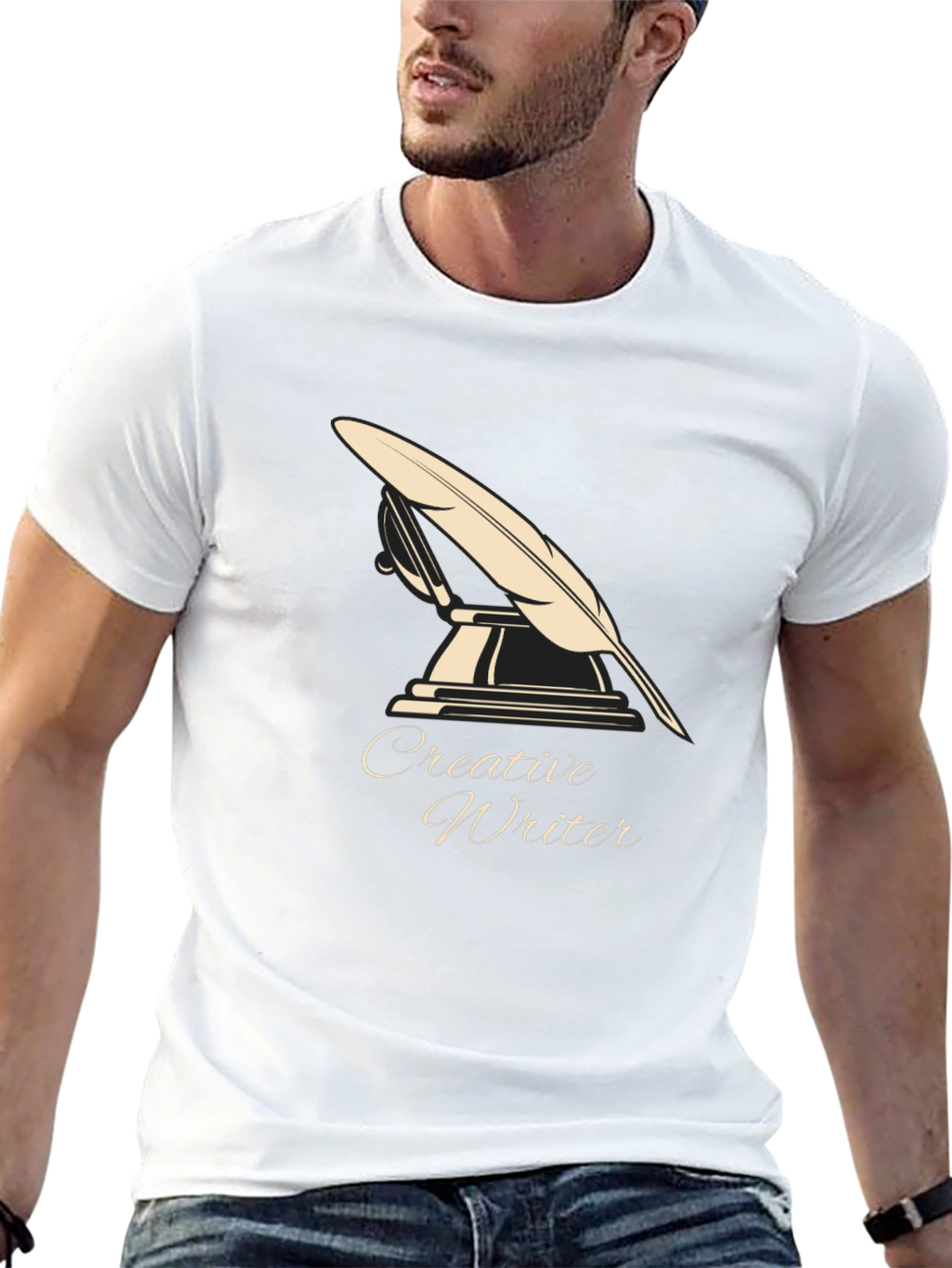 Black Creative Writer T-Shirt - Quill Design view 13
