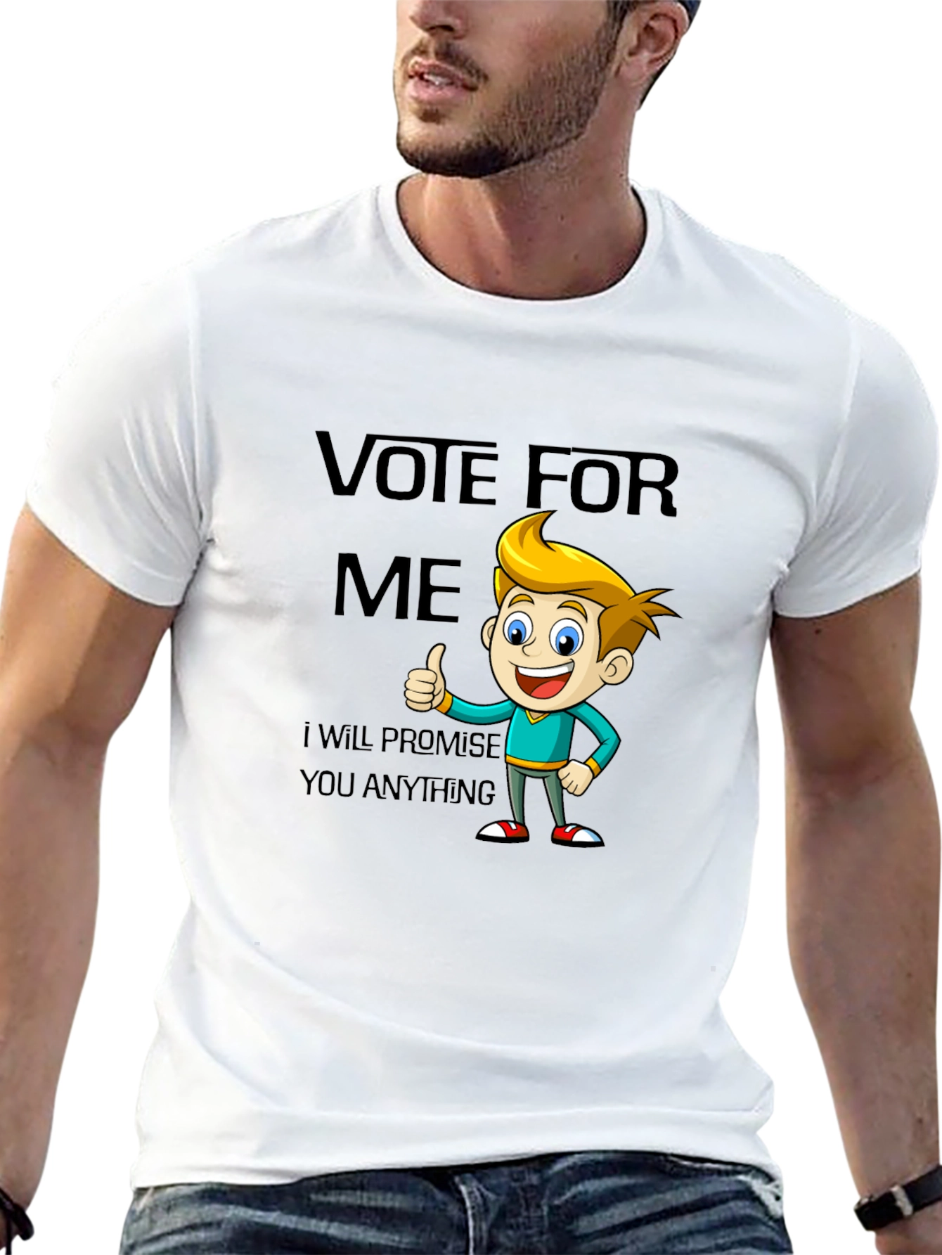 Black Vote For Me Funny Cartoon T-Shirt view 13