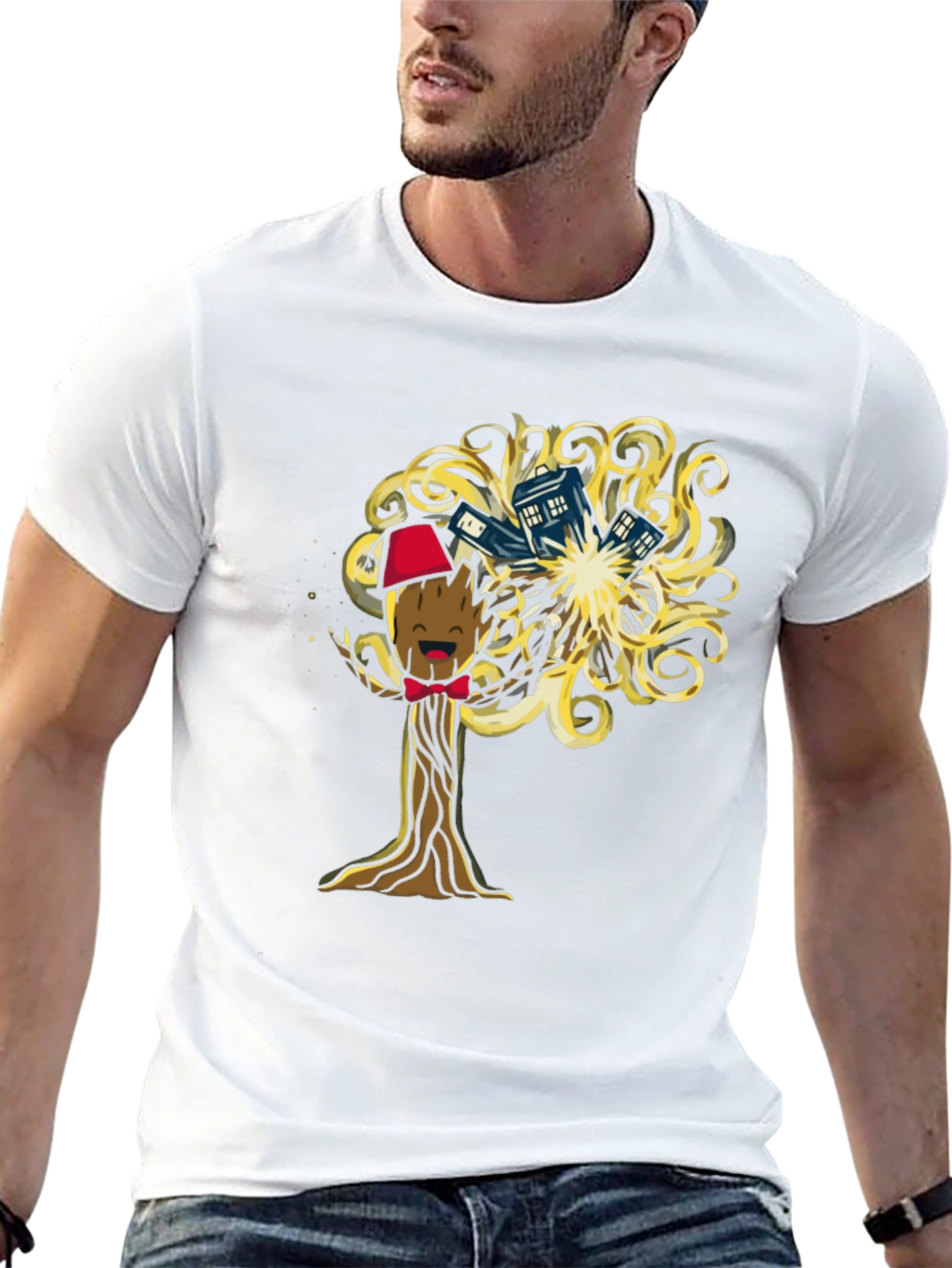 Black Dr Who Groot Mashup T-Shirt view 13