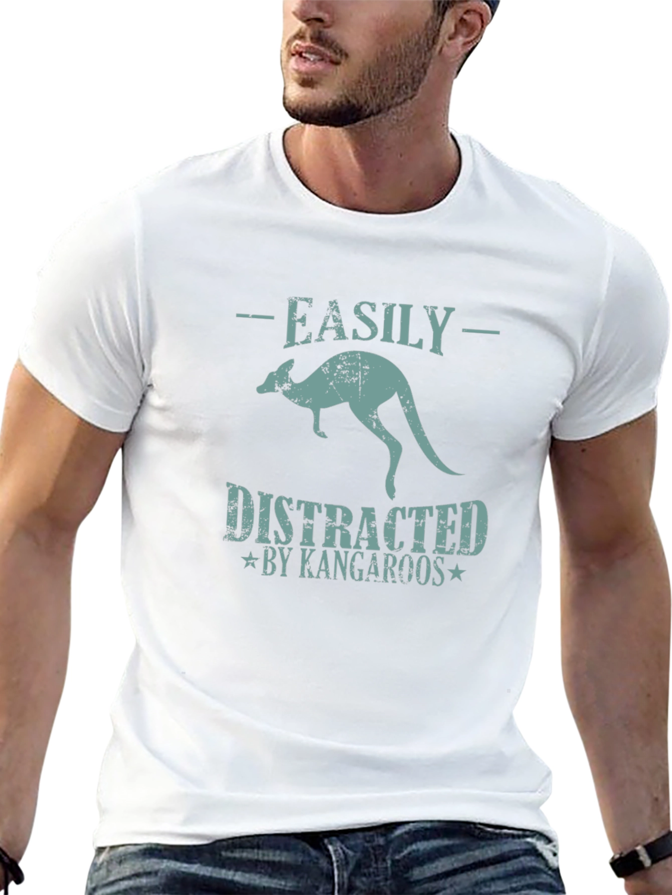 Black Easily Distracted by Kangaroos T-Shirt view 13