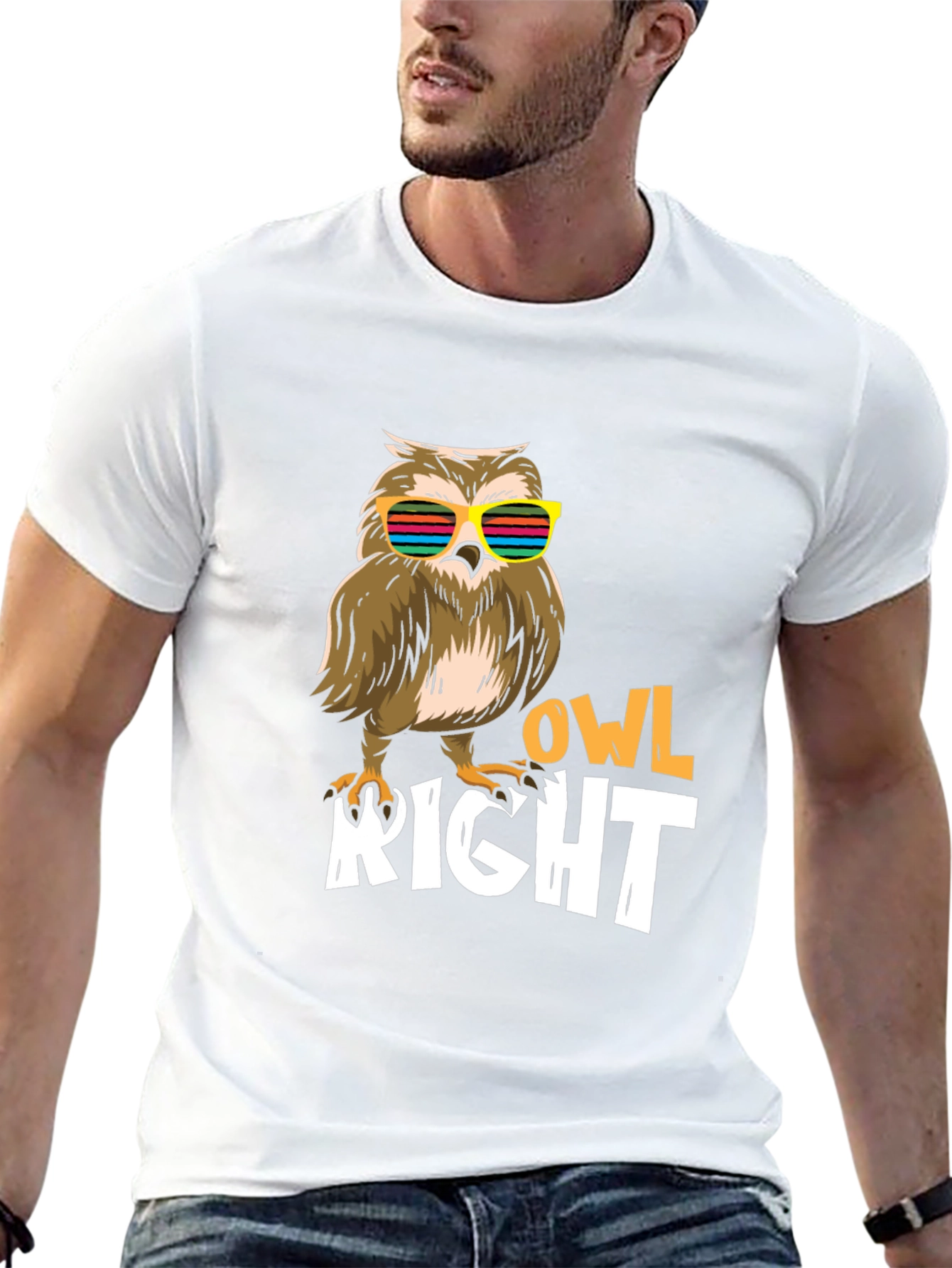 Black Cool Owl Right T-Shirt view 13