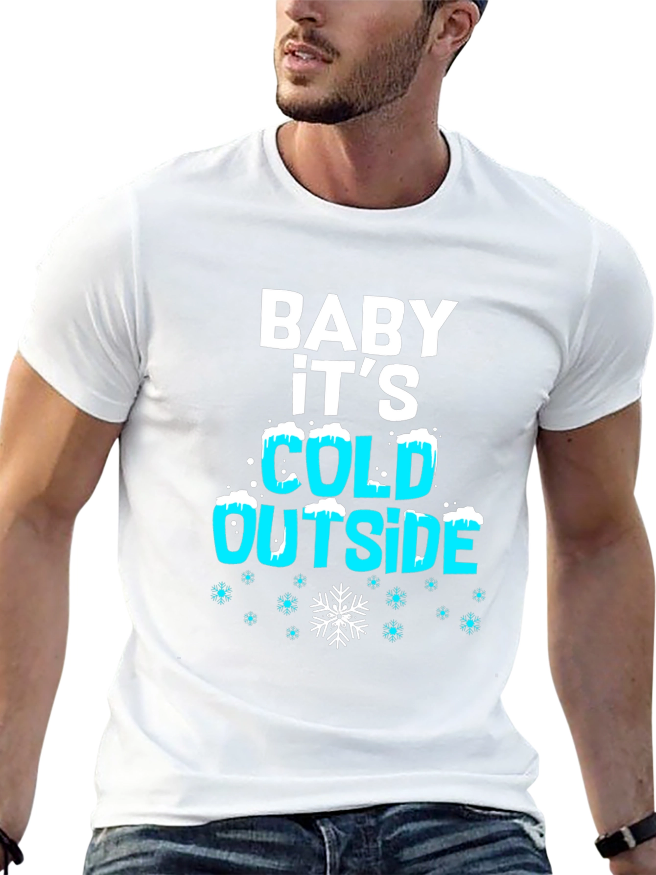 Black Baby It's Cold Outside Holiday T-Shirt view 13