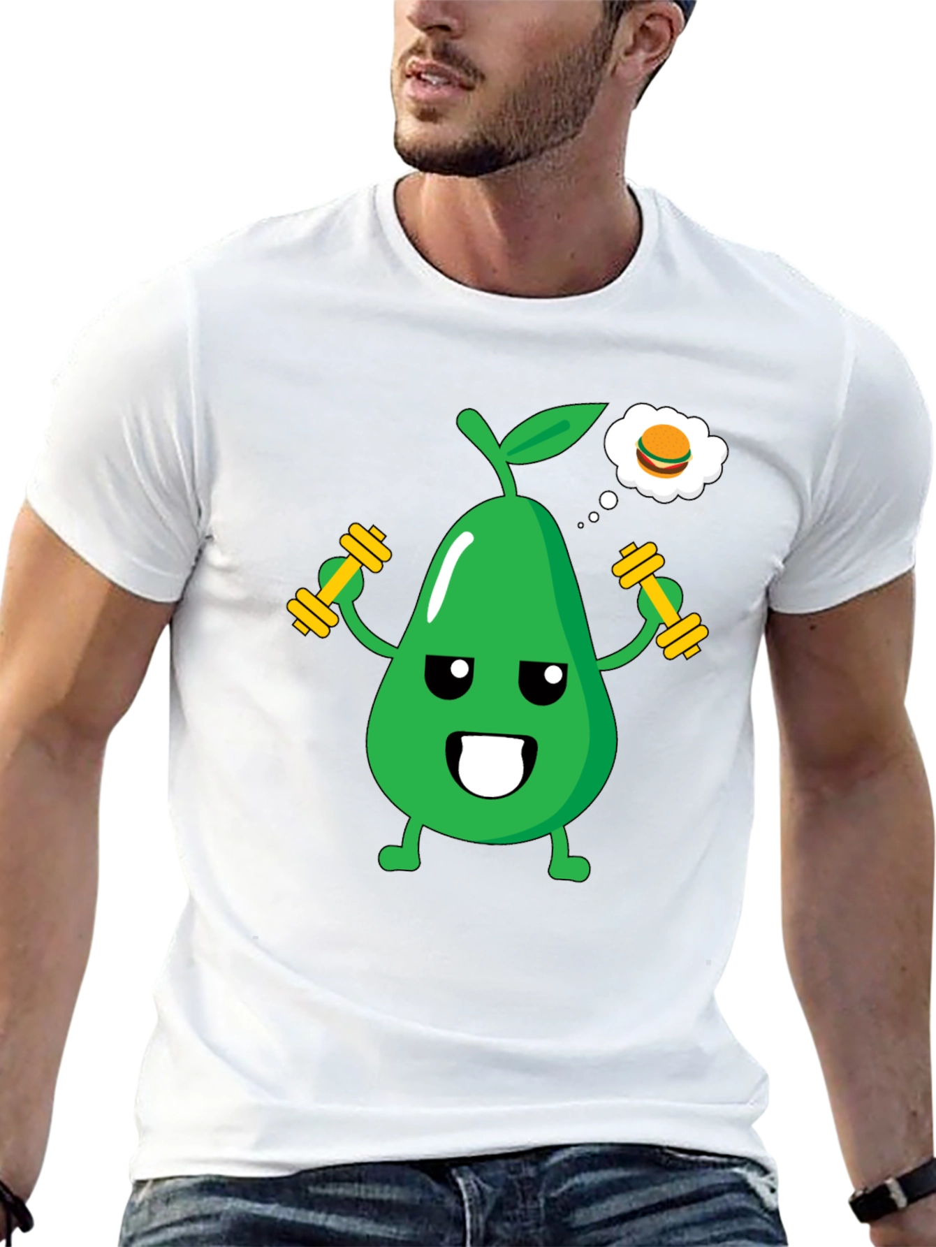 Black Funny Avocado Gym Workout T-Shirt - Black view 13