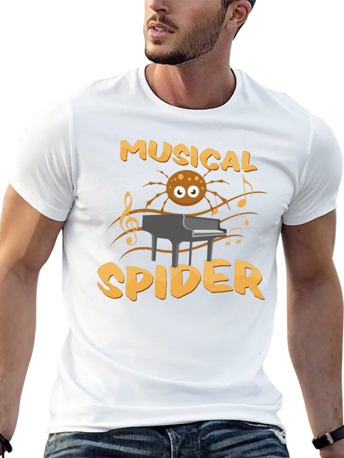 Black Musical Spider T-Shirt - Funny Graphic Tee view 13