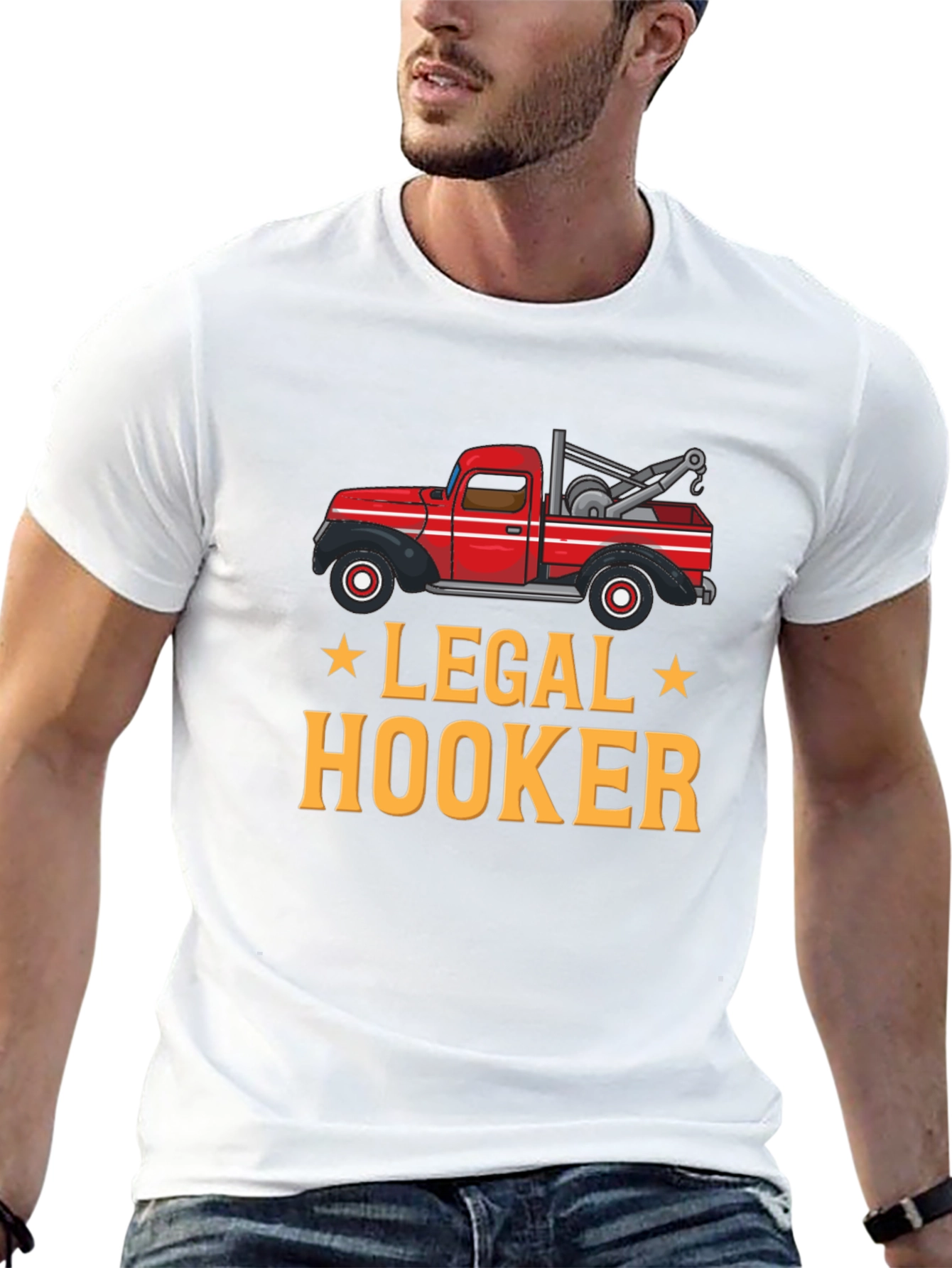 Black Legal Hooker Tow Truck Graphic T-Shirt view 13