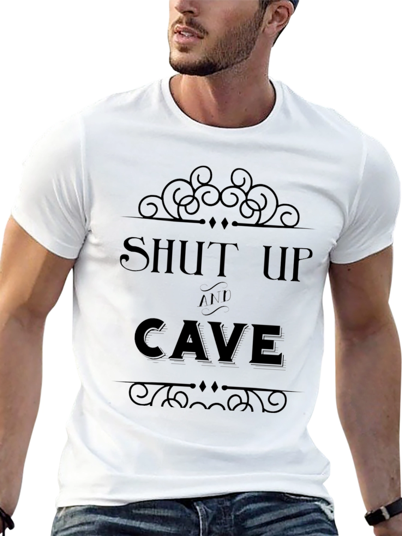 Black Shut Up and Cave Graphic T-Shirt - Unisex Tee view 13