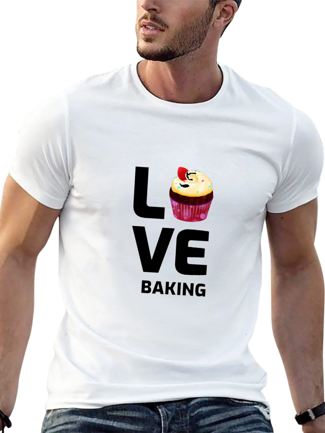 Black Love Baking Graphic T-Shirt - Cute Cupcake Design view 13