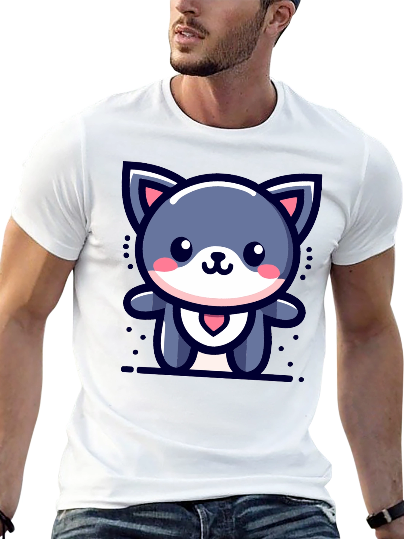 Black Cute Cartoon Cat Graphic T-Shirt view 13