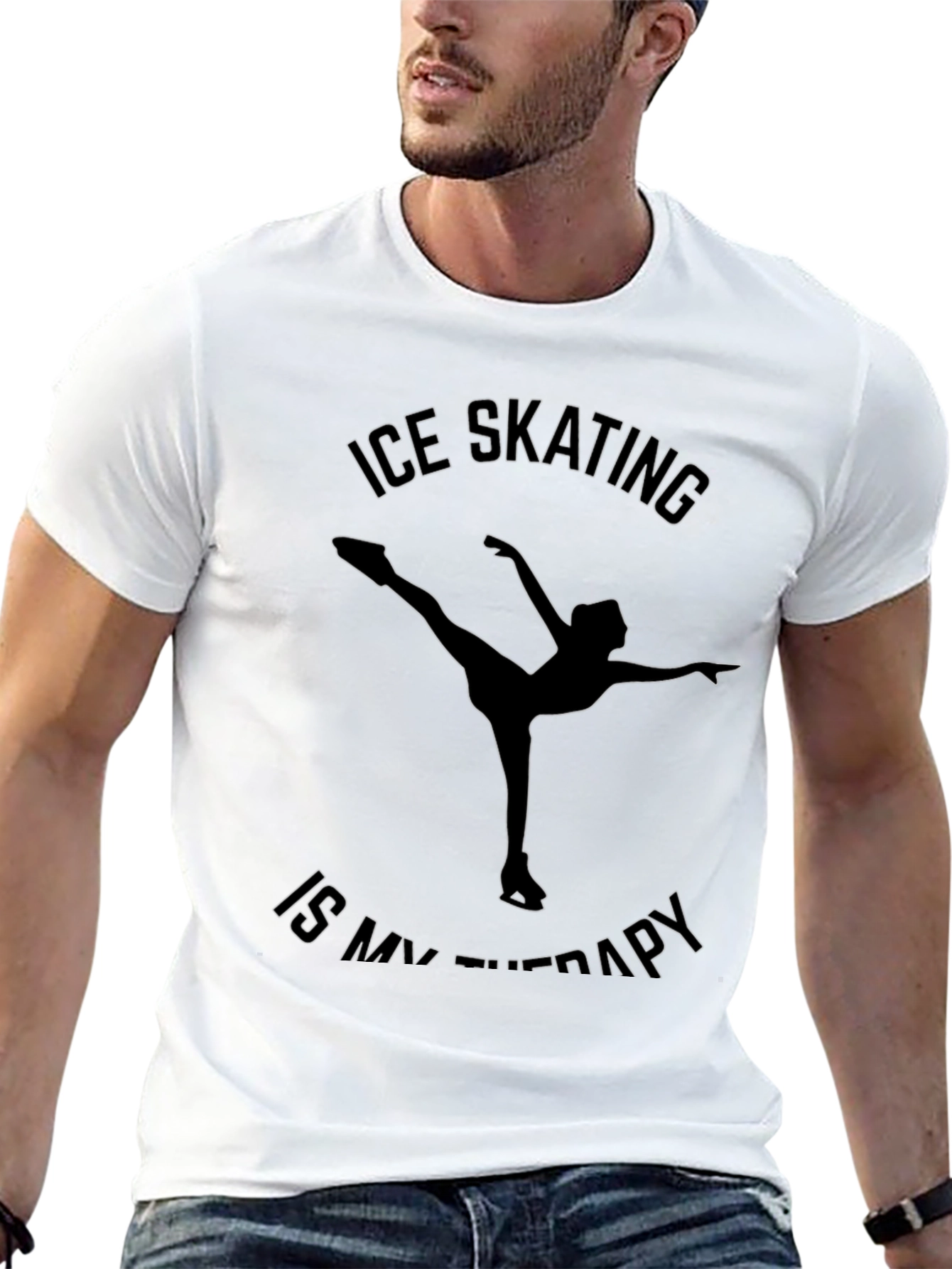 Black Ice Skating Is My Therapy T-Shirt - Unisex view 13