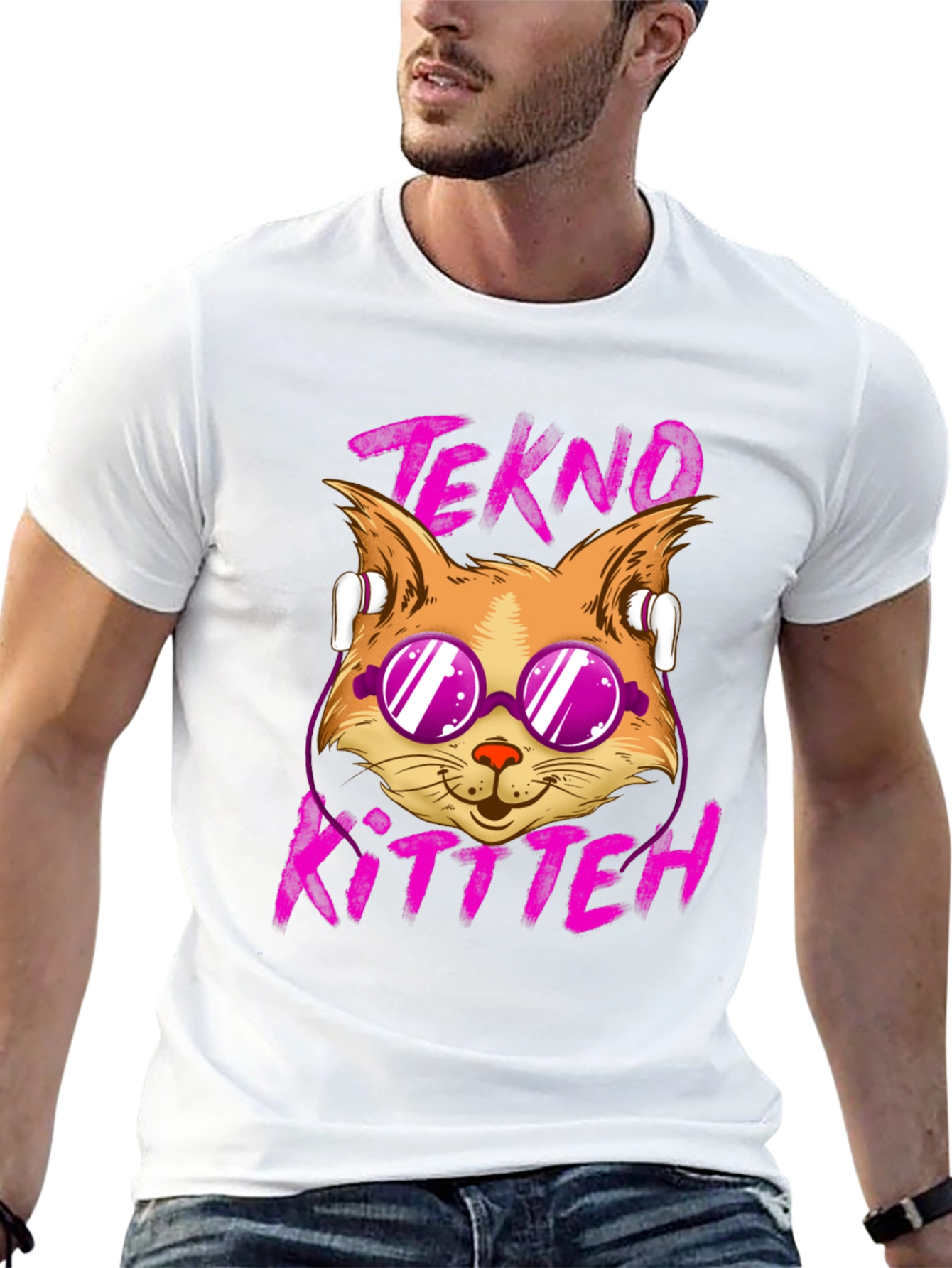 Black Tekno Kitten Graphic Tee - Cool Cat Design view 13