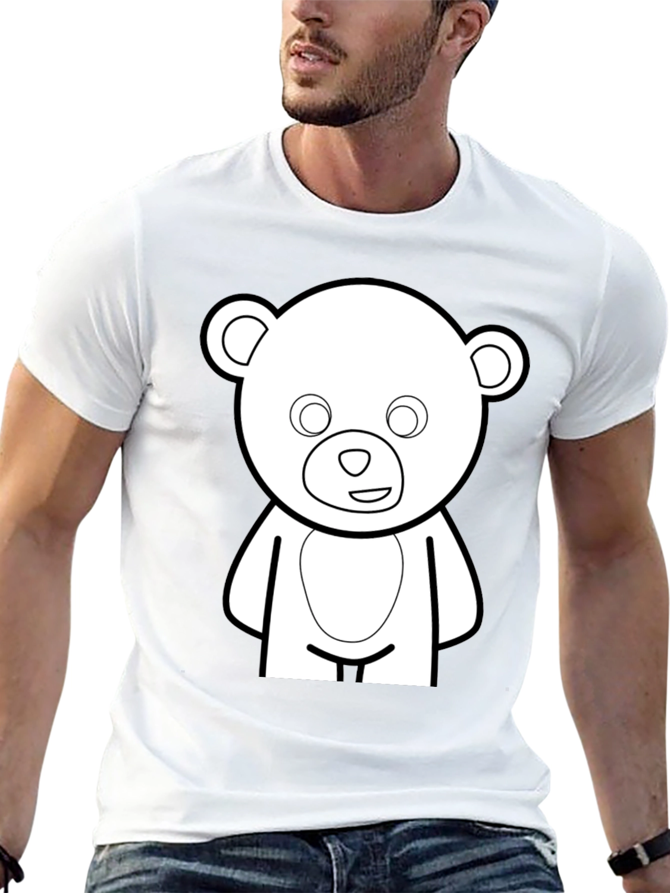 Black Cute Teddy Bear Graphic Black T-Shirt view 13