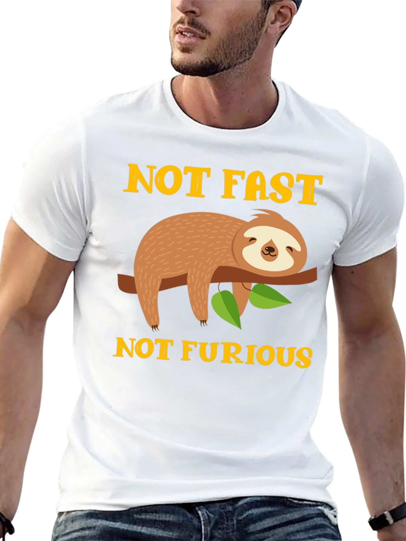 Black Not Fast Not Furious Sloth Graphic Tee view 13