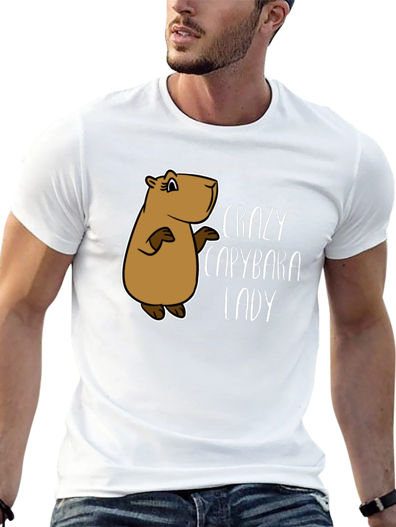 Black Crazy Capybara Lady T-Shirt - Fun Animal Lover Tee view 13