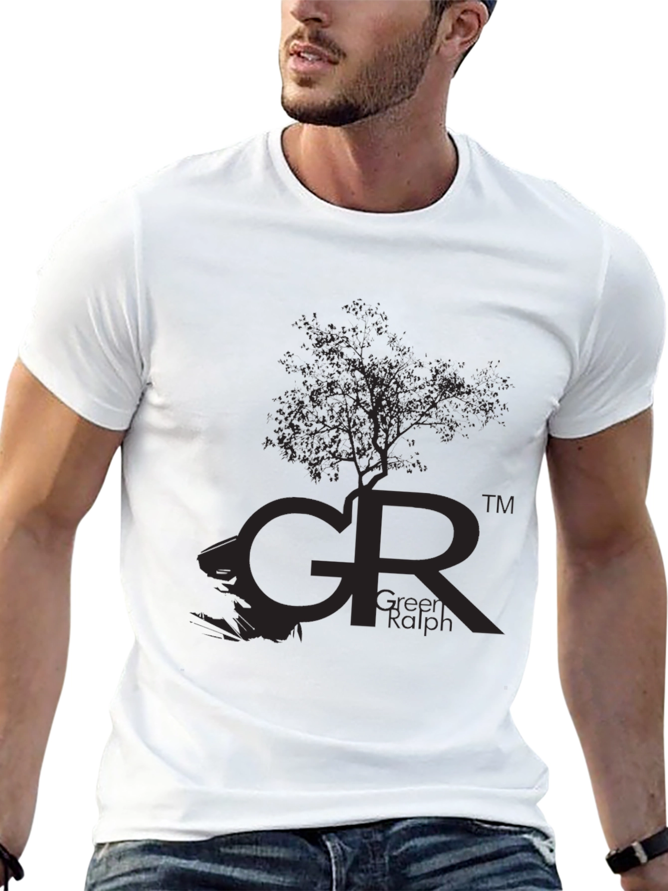 Black Men's Black Graphic T-Shirt - Green Ralph Tree view 13