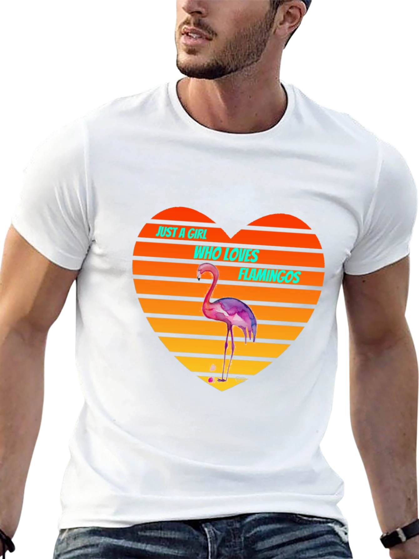 Black Flamingo Lover Heart T-Shirt - Just a Girl Who Loves Flamingos Tee view 13