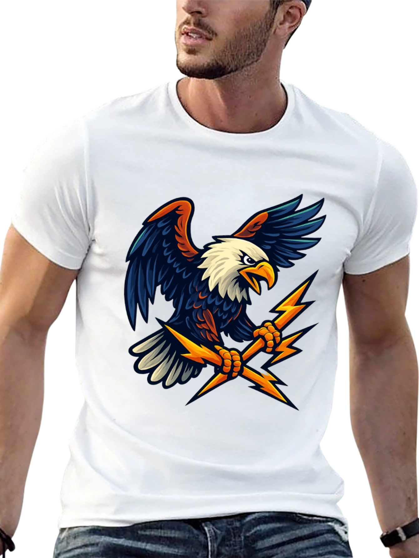 Black Eagle Lightning Bolt Graphic T-Shirt view 13