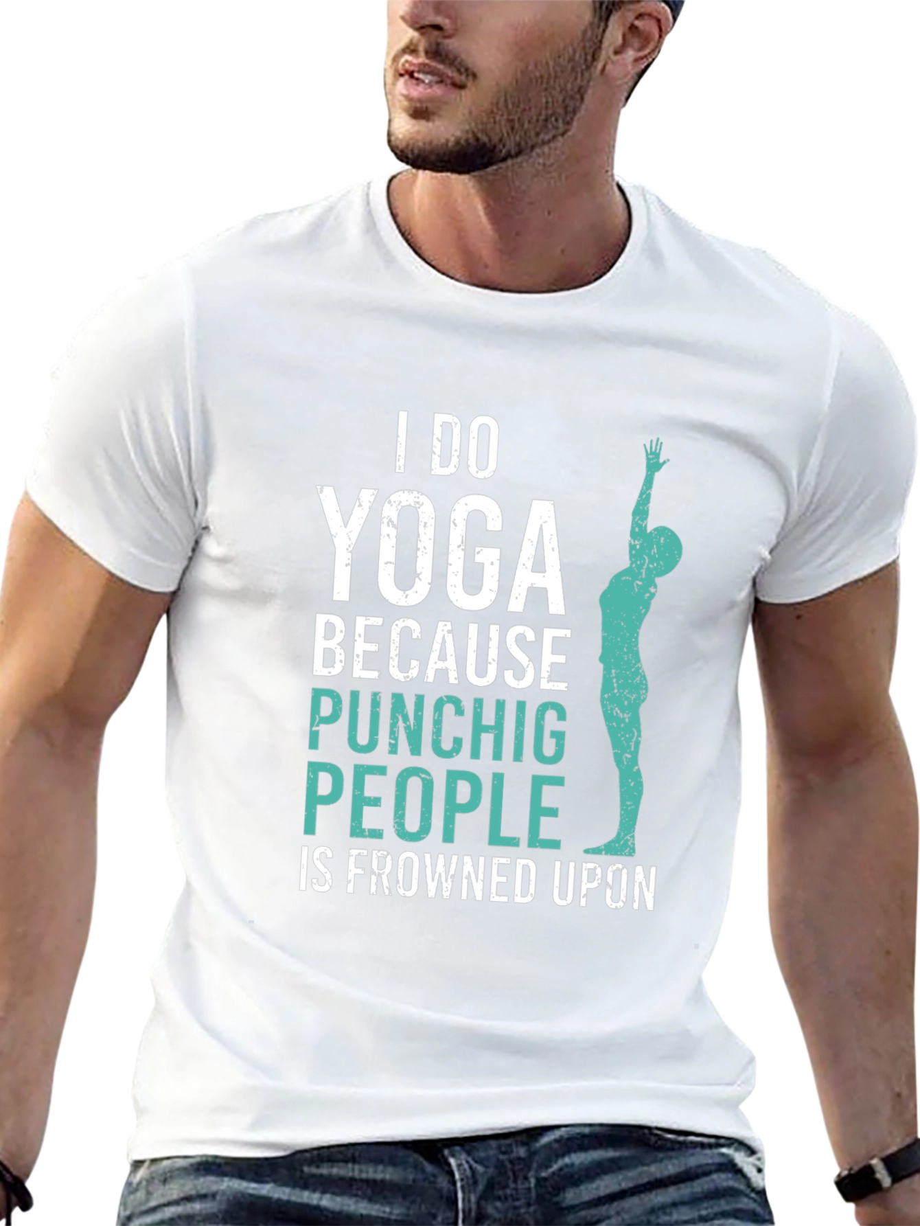 Black Yoga Punching People Funny Graphic Tee view 13