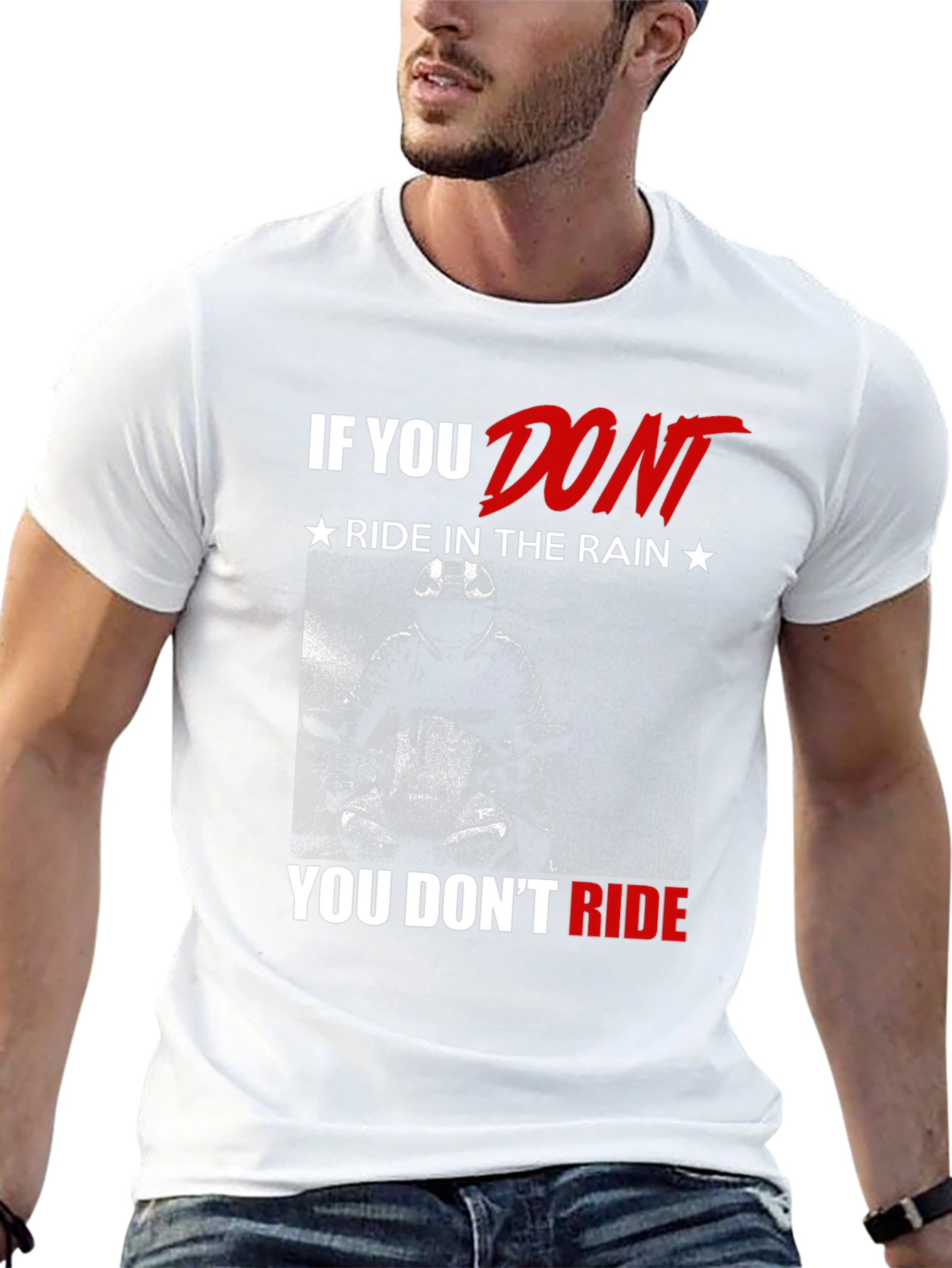 Black Riding in the Rain T-Shirt - Motorcycle Biker Tee view 13