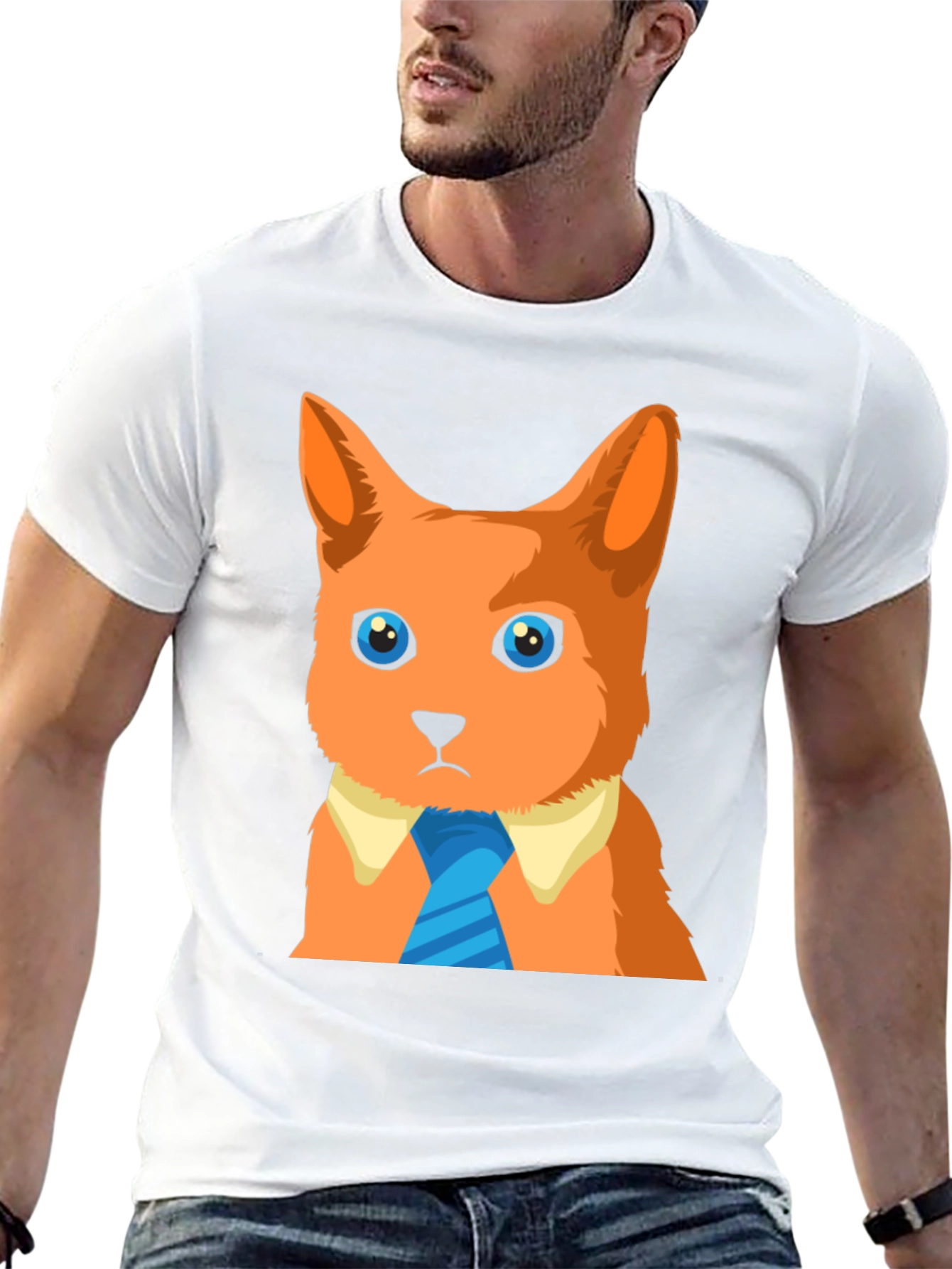 Black Cool Cat in a Tie Graphic T-Shirt view 13