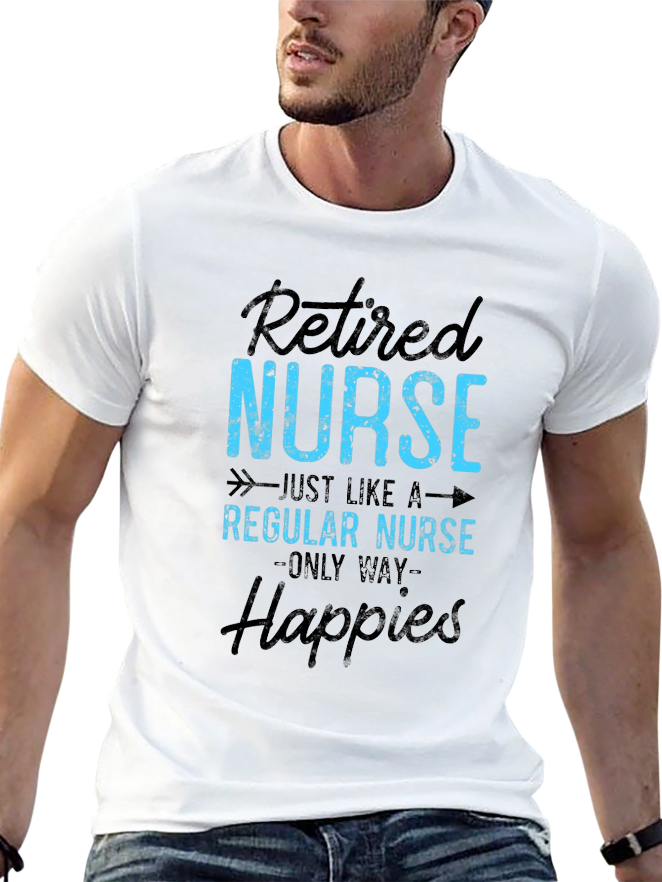 Black Retired Nurse T-Shirt - Happier Than Ever! view 13