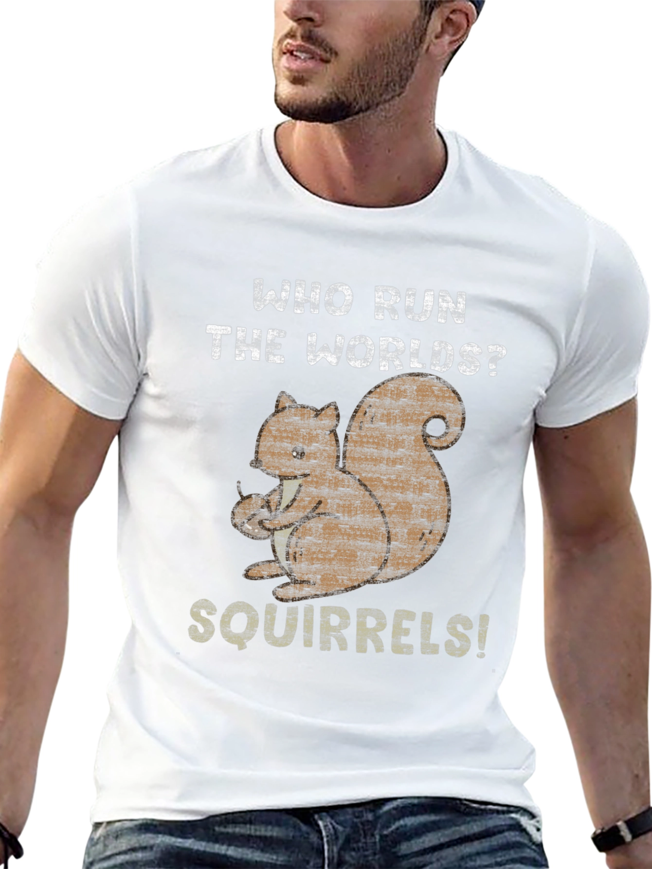 Black Who Run The Worlds? Squirrels! Black Cotton T-Shirt view 13