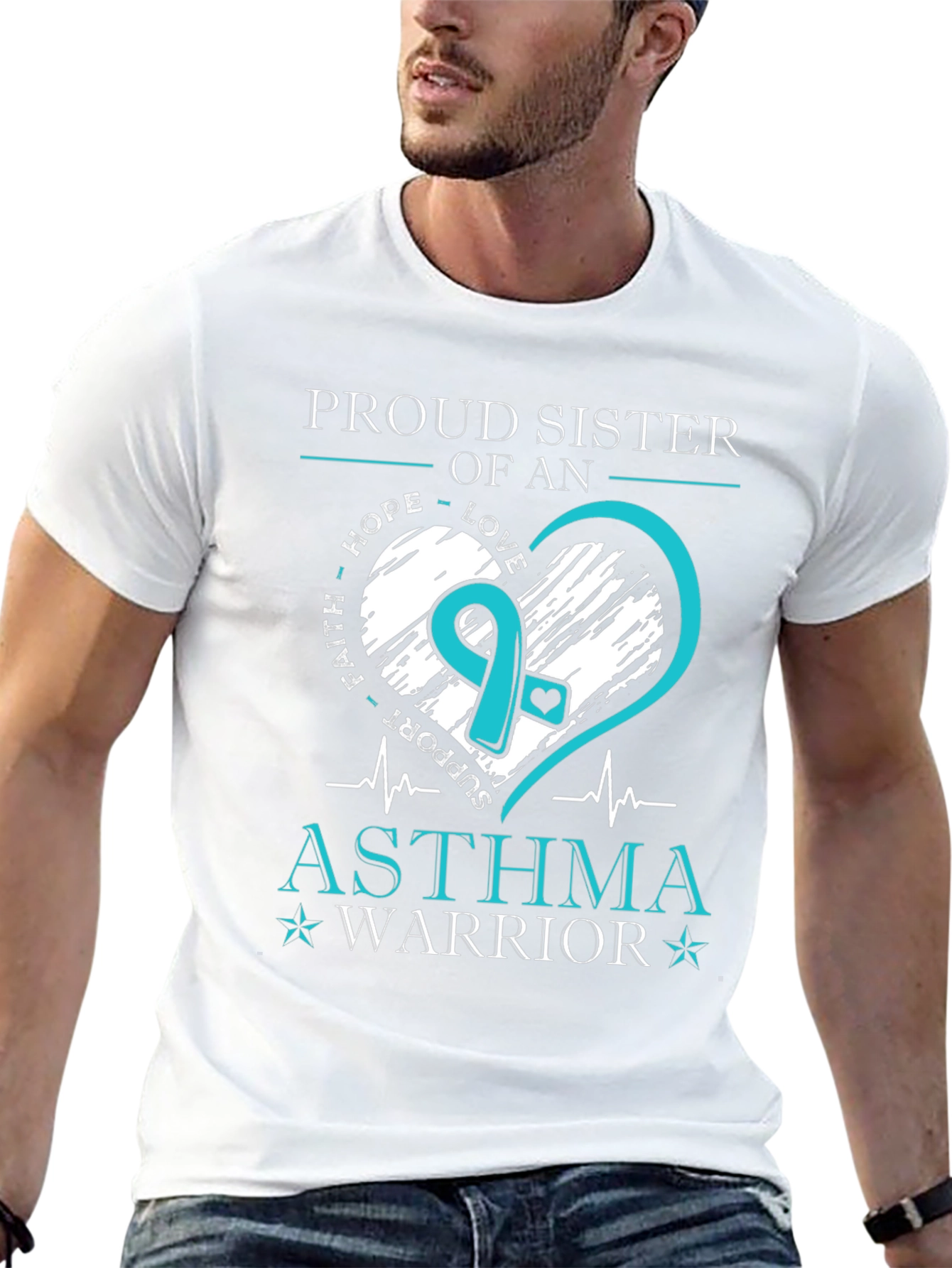Black Proud Sister of an Asthma Warrior T-Shirt view 13
