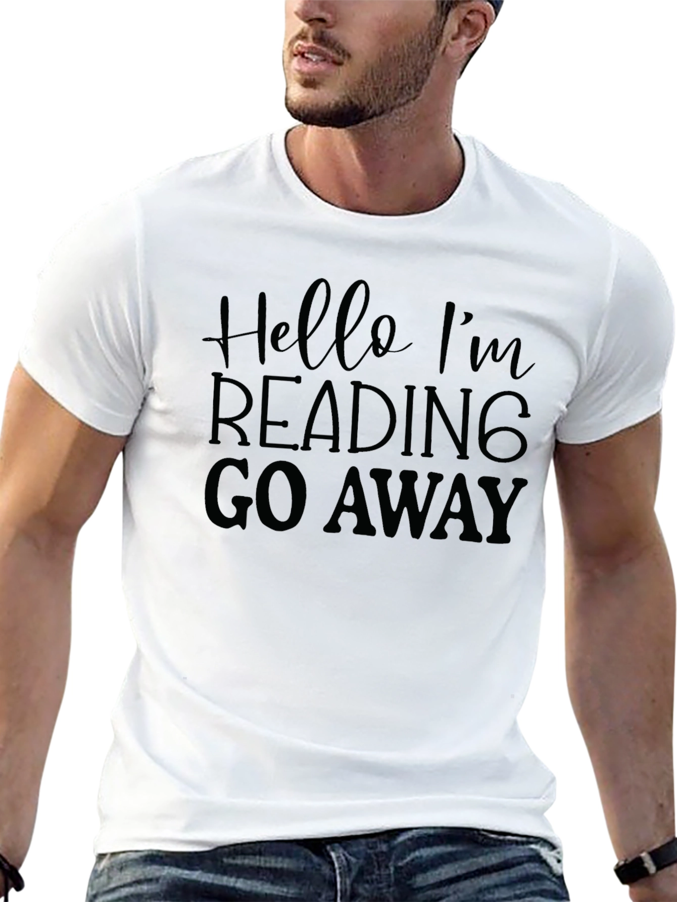 Black Hello I'm Reading Go Away Black T-Shirt view 13