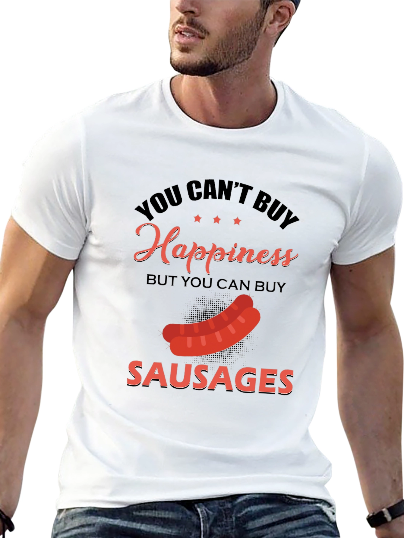 Black Funny Sausage T-Shirt: Buy Sausages, Buy Happiness! view 13