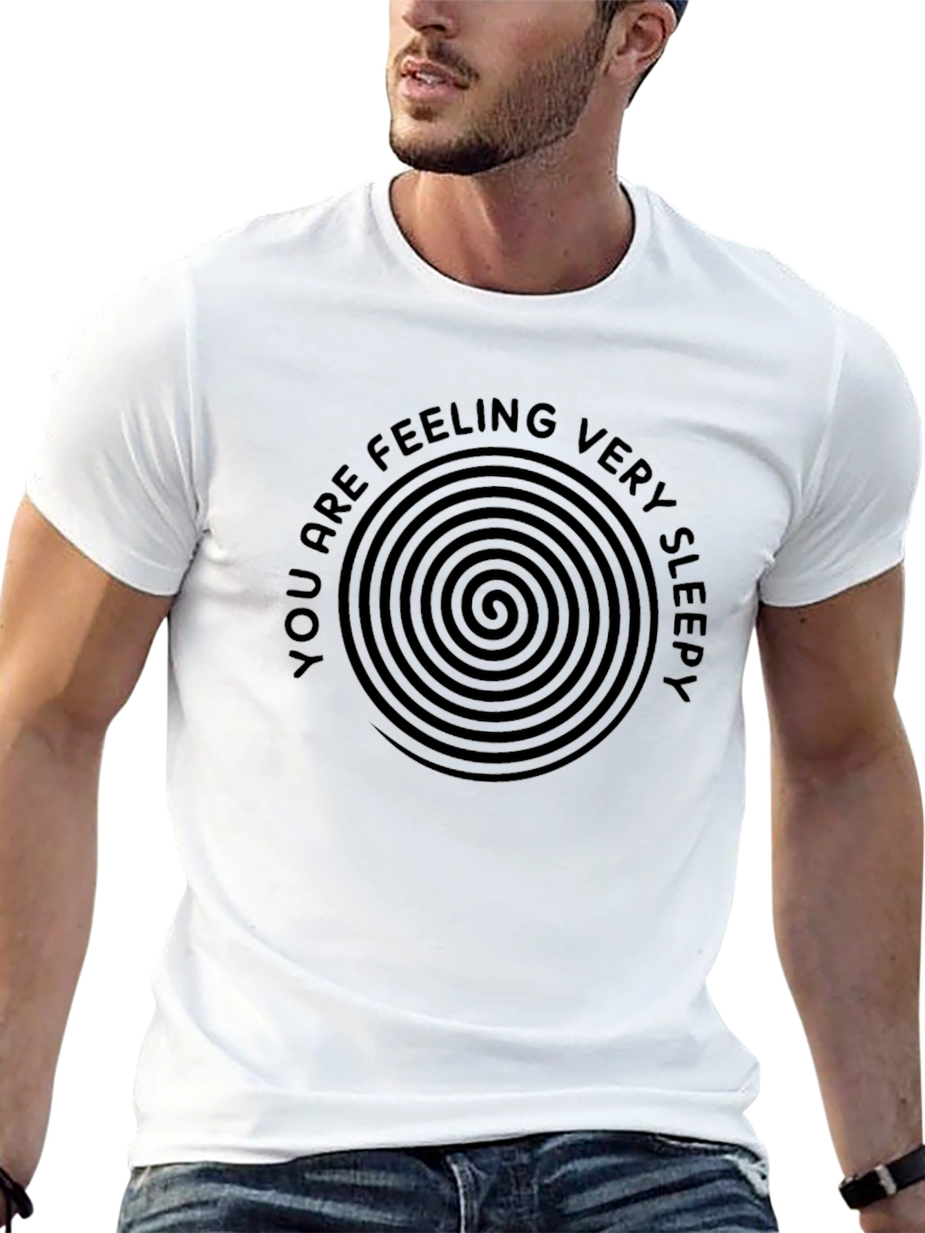 Black Hypnotic Sleep Spiral Graphic Tee - Black Cotton T-Shirt view 13