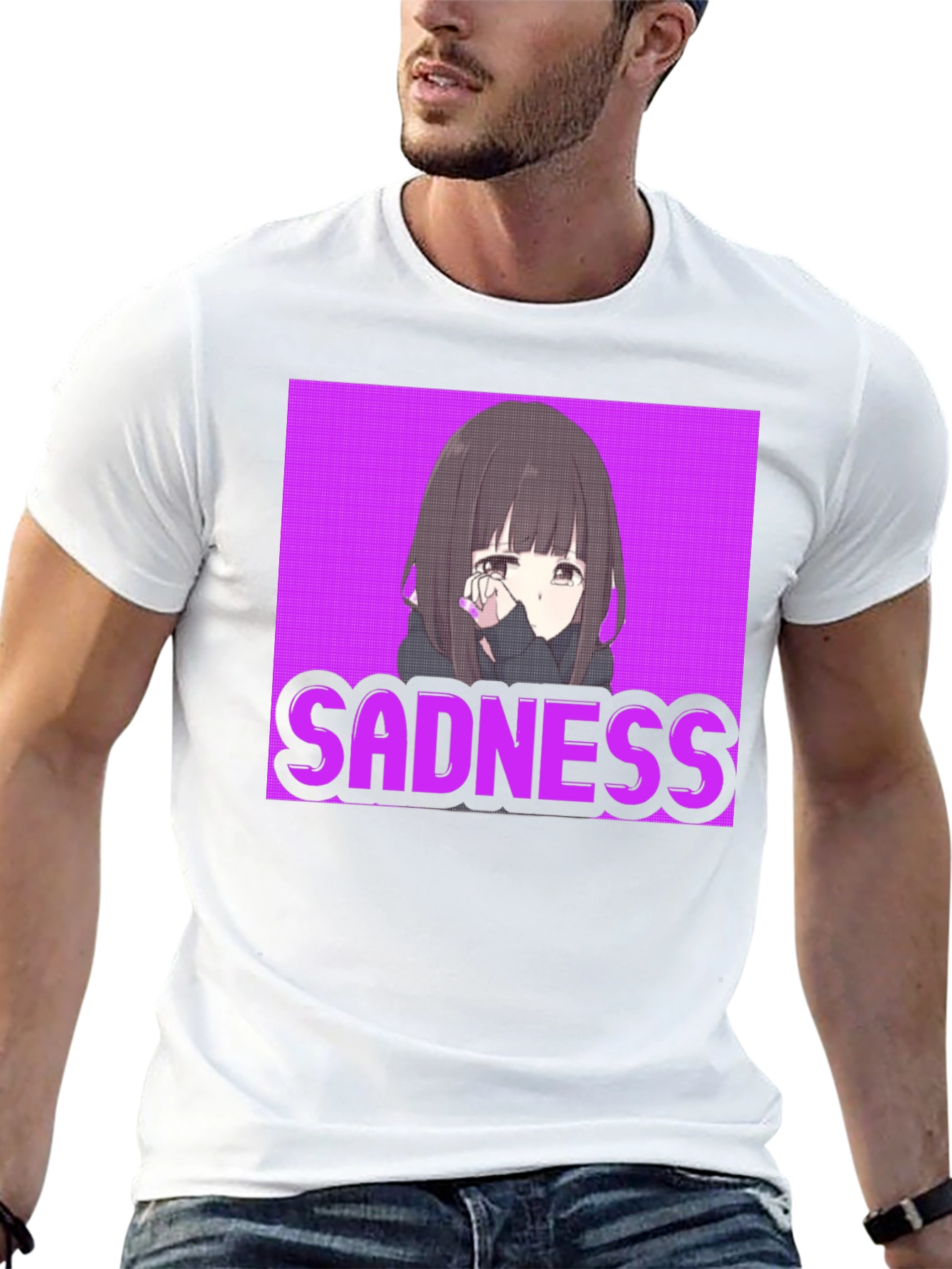 Black Sadness Anime Girl T-Shirt - Streetwear Graphic Tee view 13