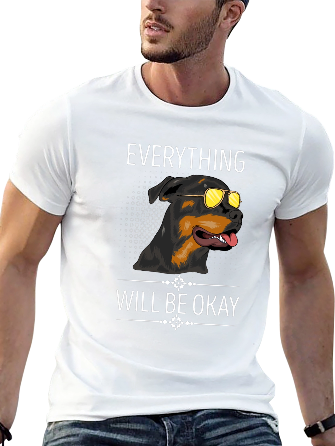 Black Dog with Sunglasses Graphic T-Shirt - Everything Will Be Okay view 13