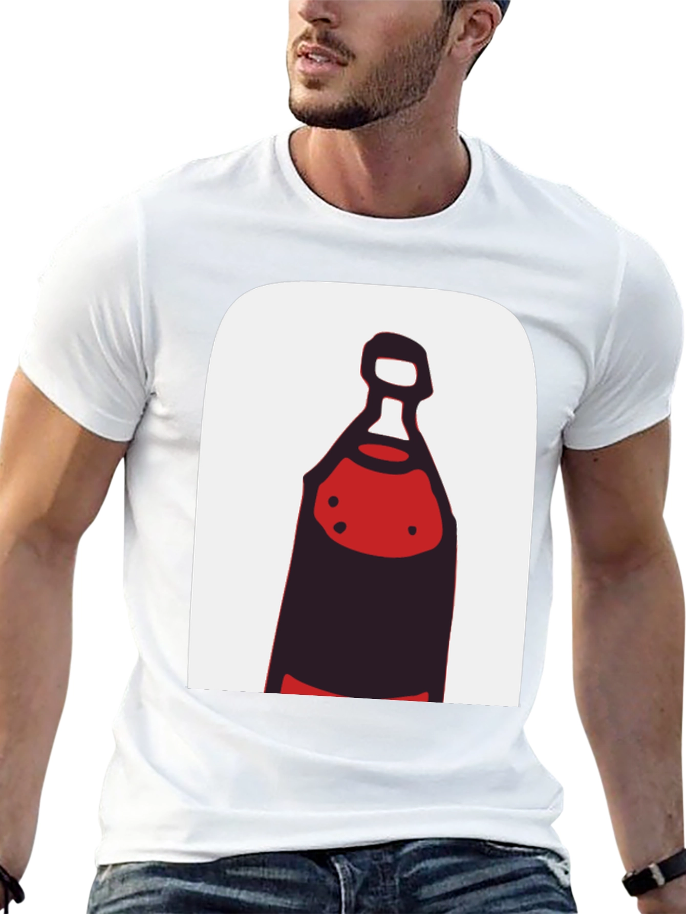 Black Abstract Bottle Graphic Tee - Black Cotton view 13