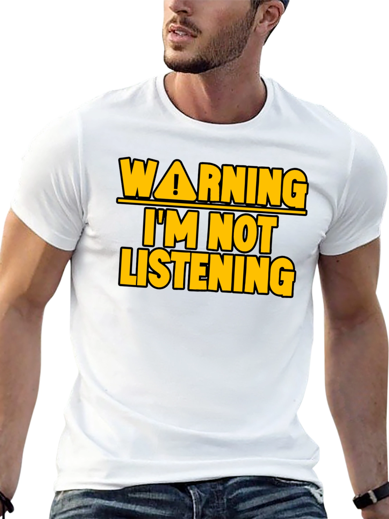 Black Warning I'm Not Listening T-Shirt view 13
