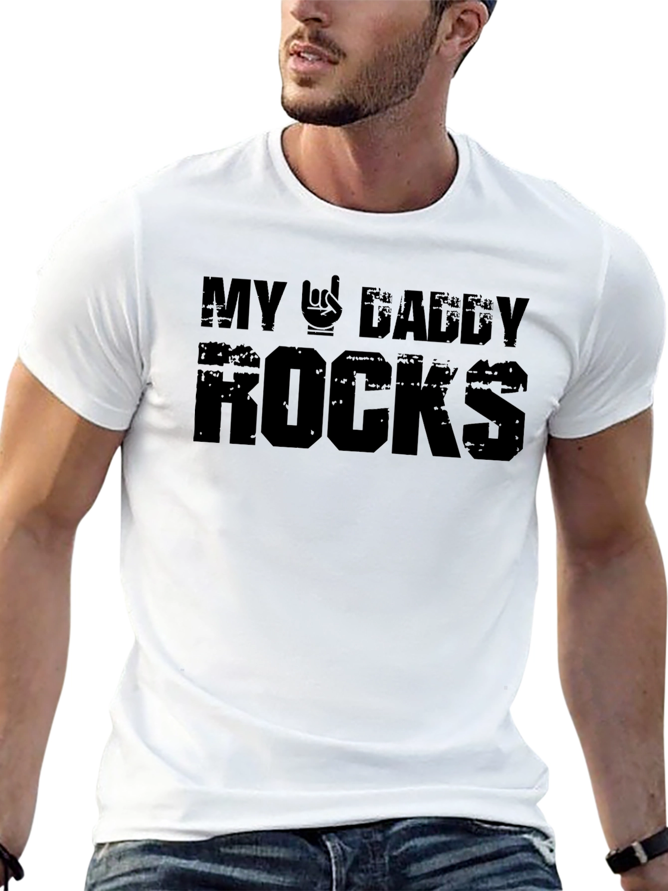 Black My Daddy Rocks Graphic T-Shirt view 13