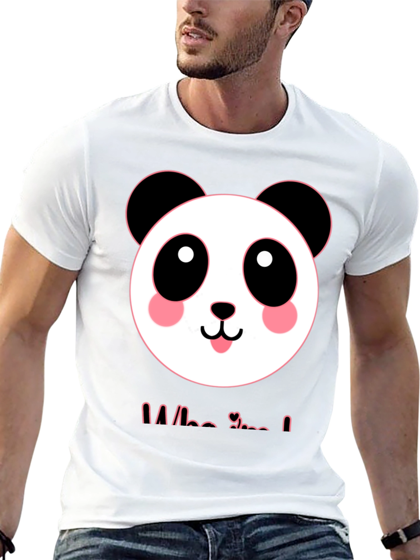 Black Cute Panda Graphic Tee - Men's Black T-Shirt view 13
