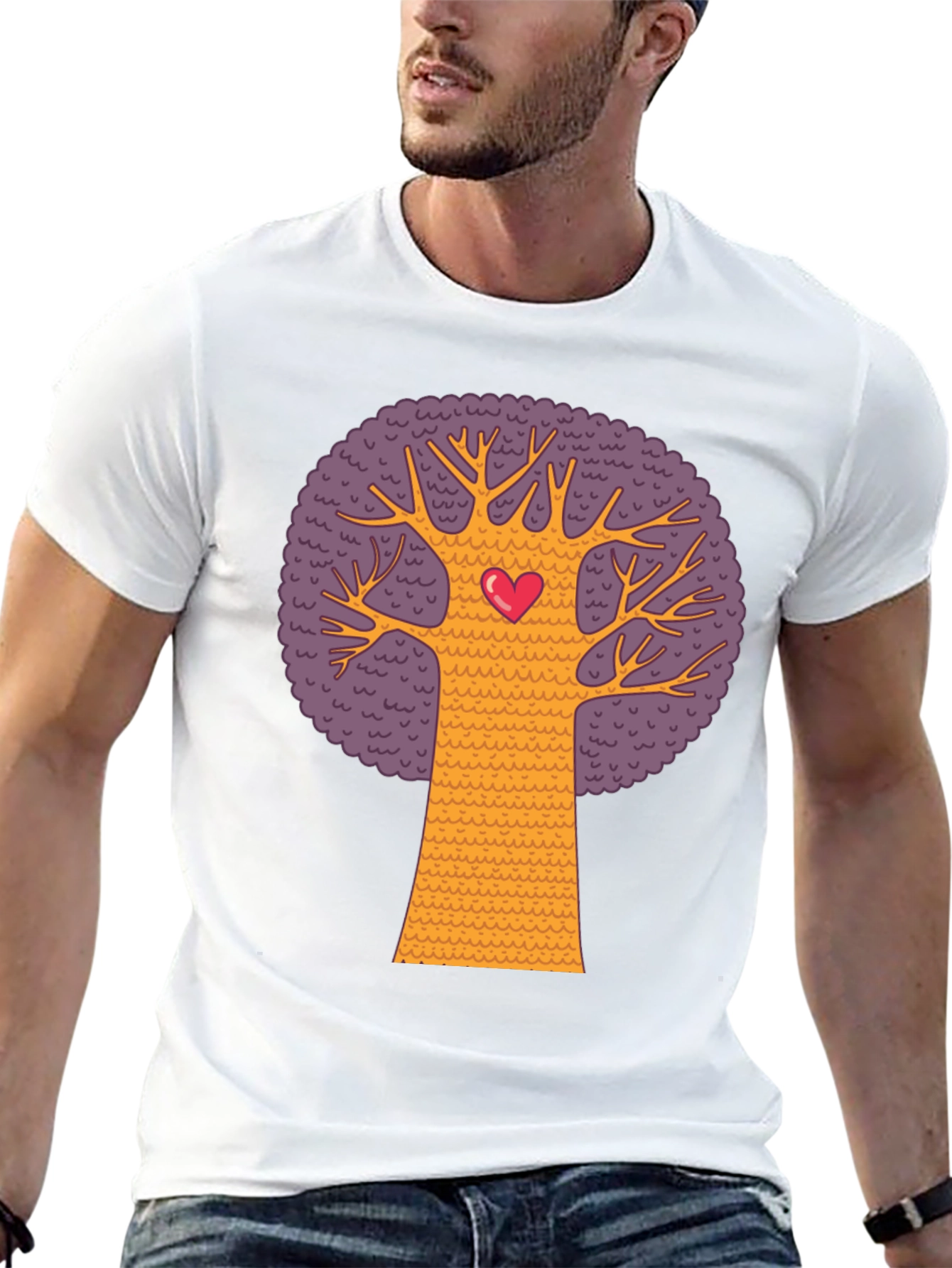 Black Heart Tree Graphic Tee - Black Cotton Blend T-Shirt view 13