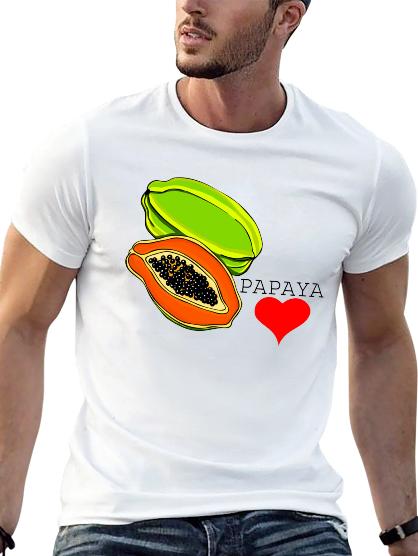 Black I Love Papaya Graphic T-Shirt - Fruit Lover Tee view 13
