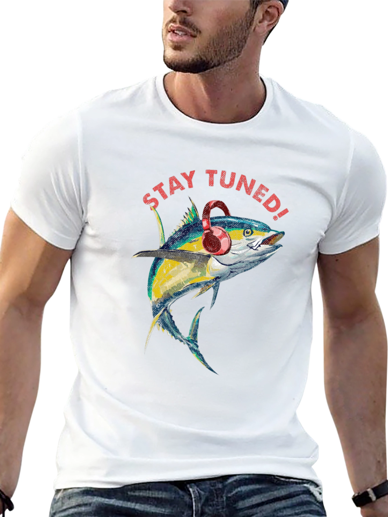 Black Stay Tuned Fish Graphic Tee view 13