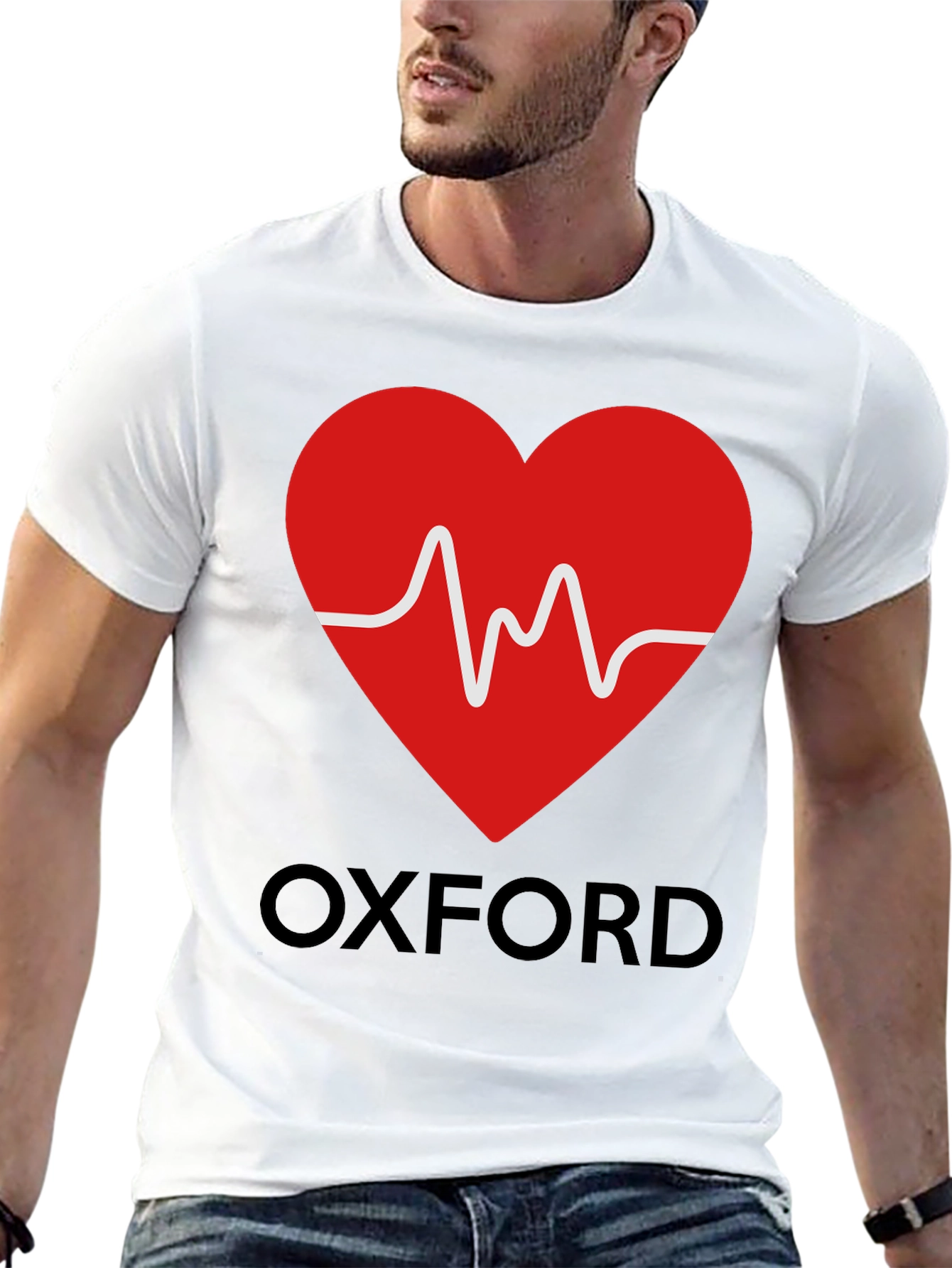 Black Oxford Heartbeat Graphic Tee - Soft Cotton Blend view 13
