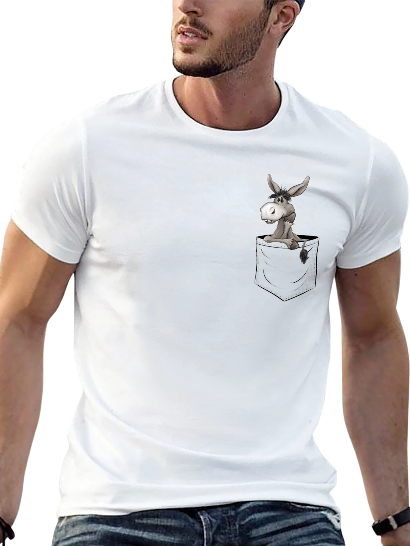 Black Donkey in Pocket Graphic T-Shirt - Casual & Fun view 13