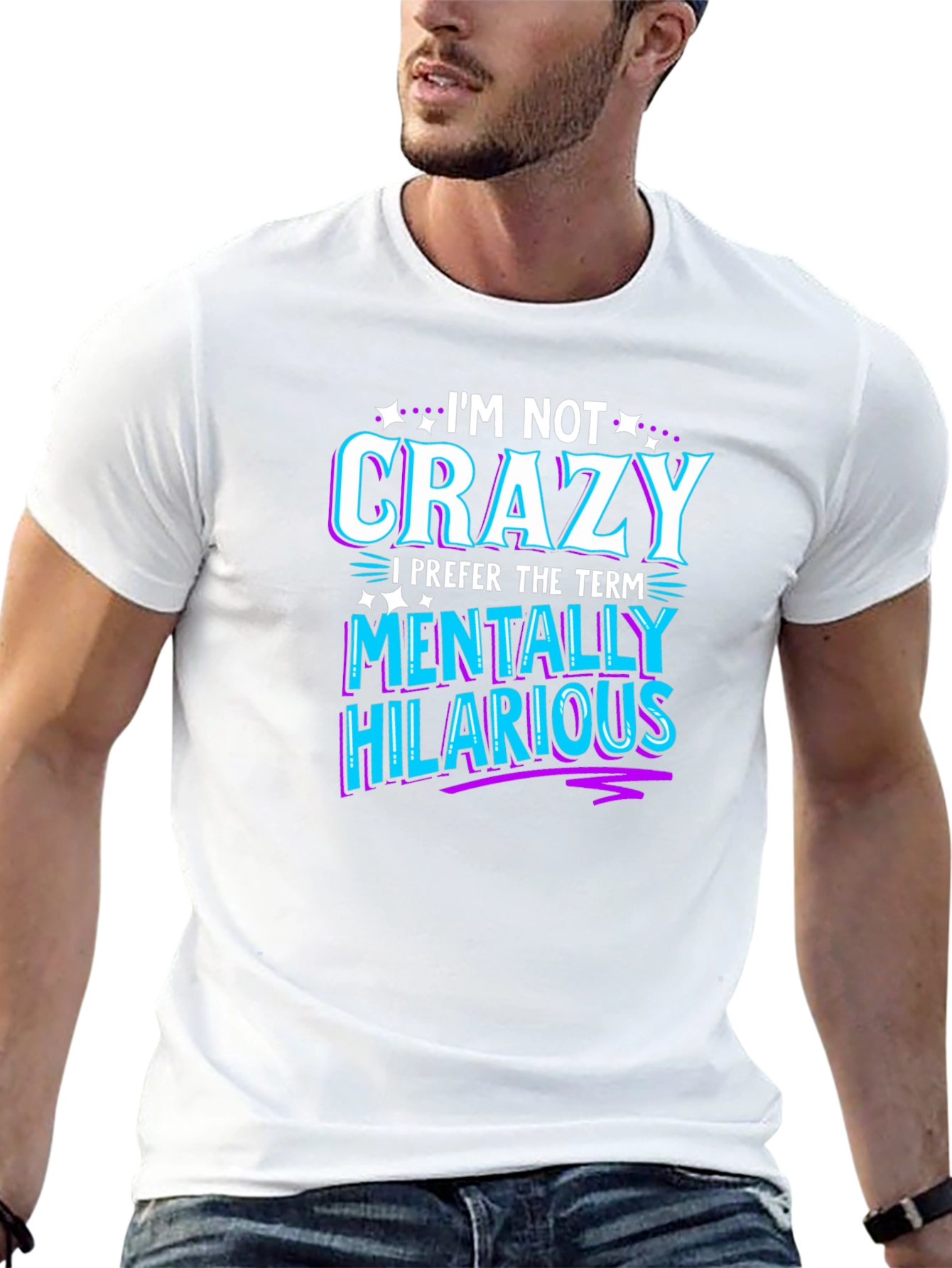 Black Funny Graphic Tee: I'm Not Crazy - Mentally Hilarious T-Shirt view 13