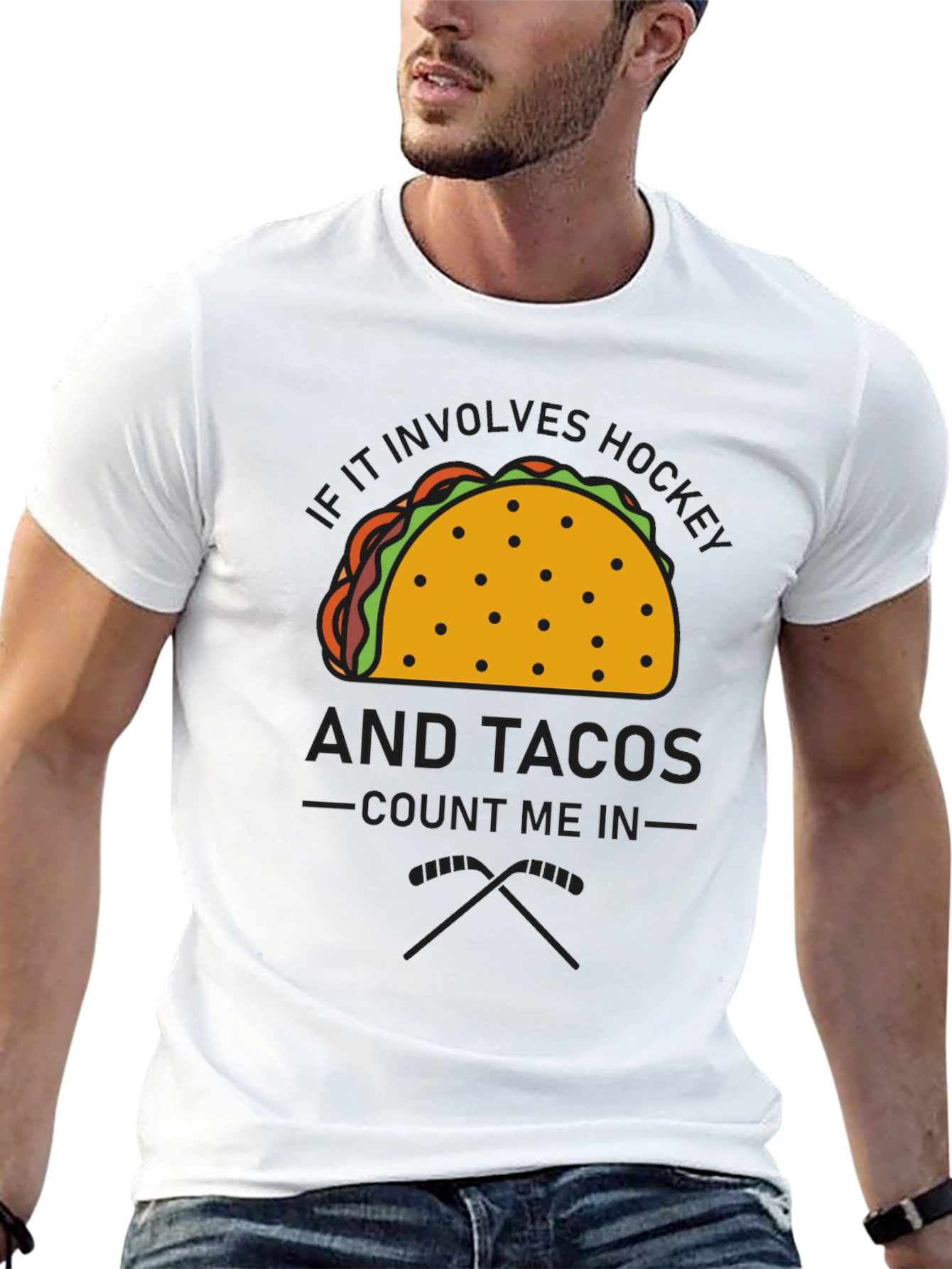 Black Hockey and Tacos Graphic Tee view 13