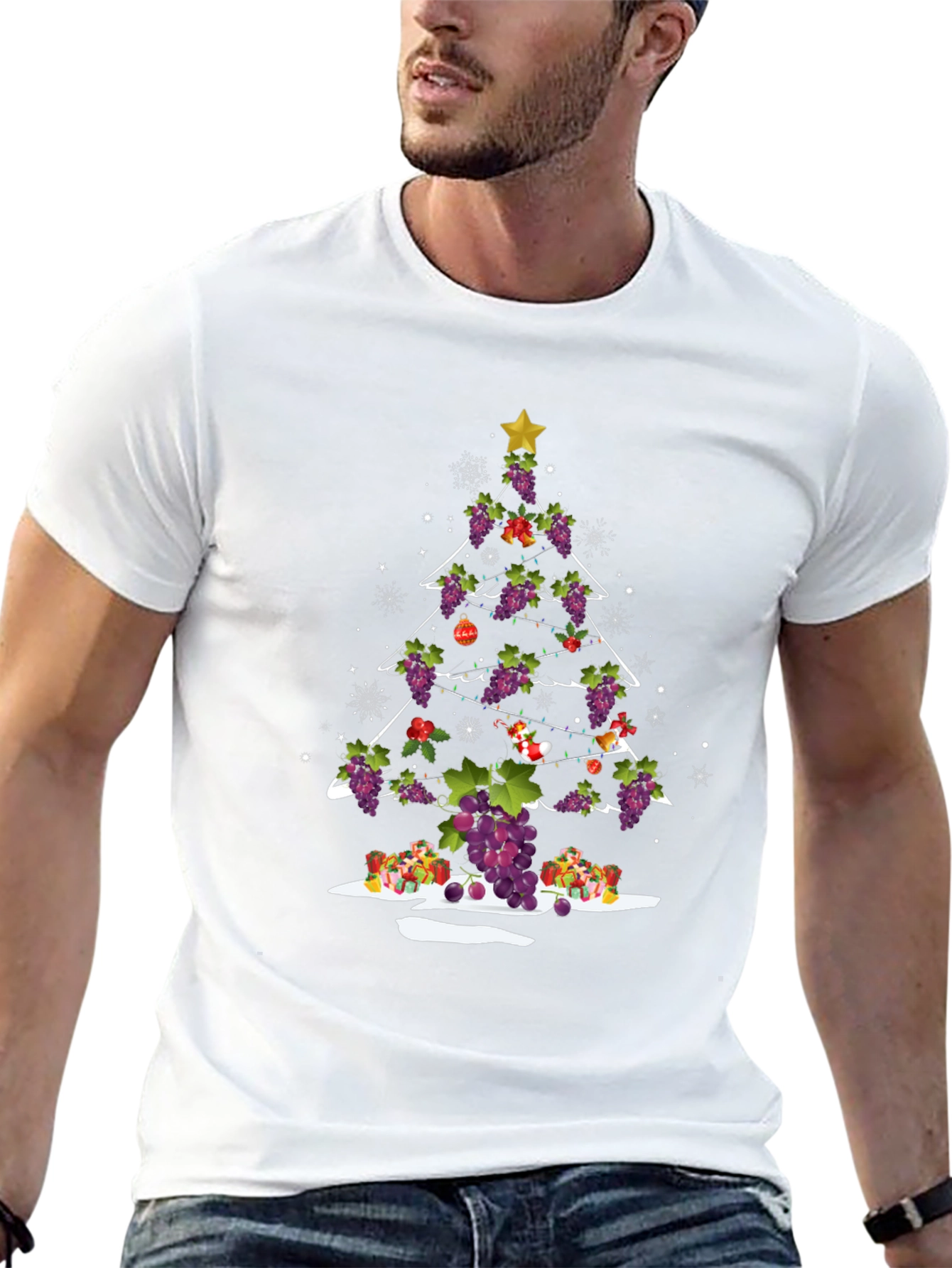Black Grape Christmas Tree Holiday Graphic Tee view 13