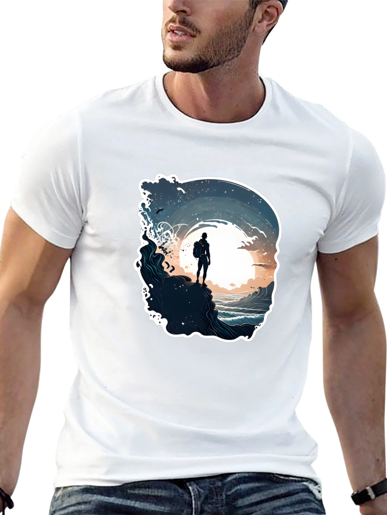 Black Ocean Adventure T-Shirt - Black, Artistic Print view 13