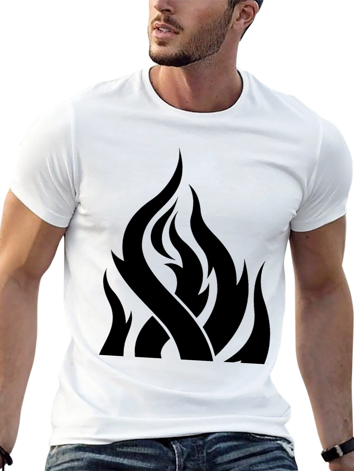 Black Black Flames Graphic Tee - Men's Casual Shirt view 13