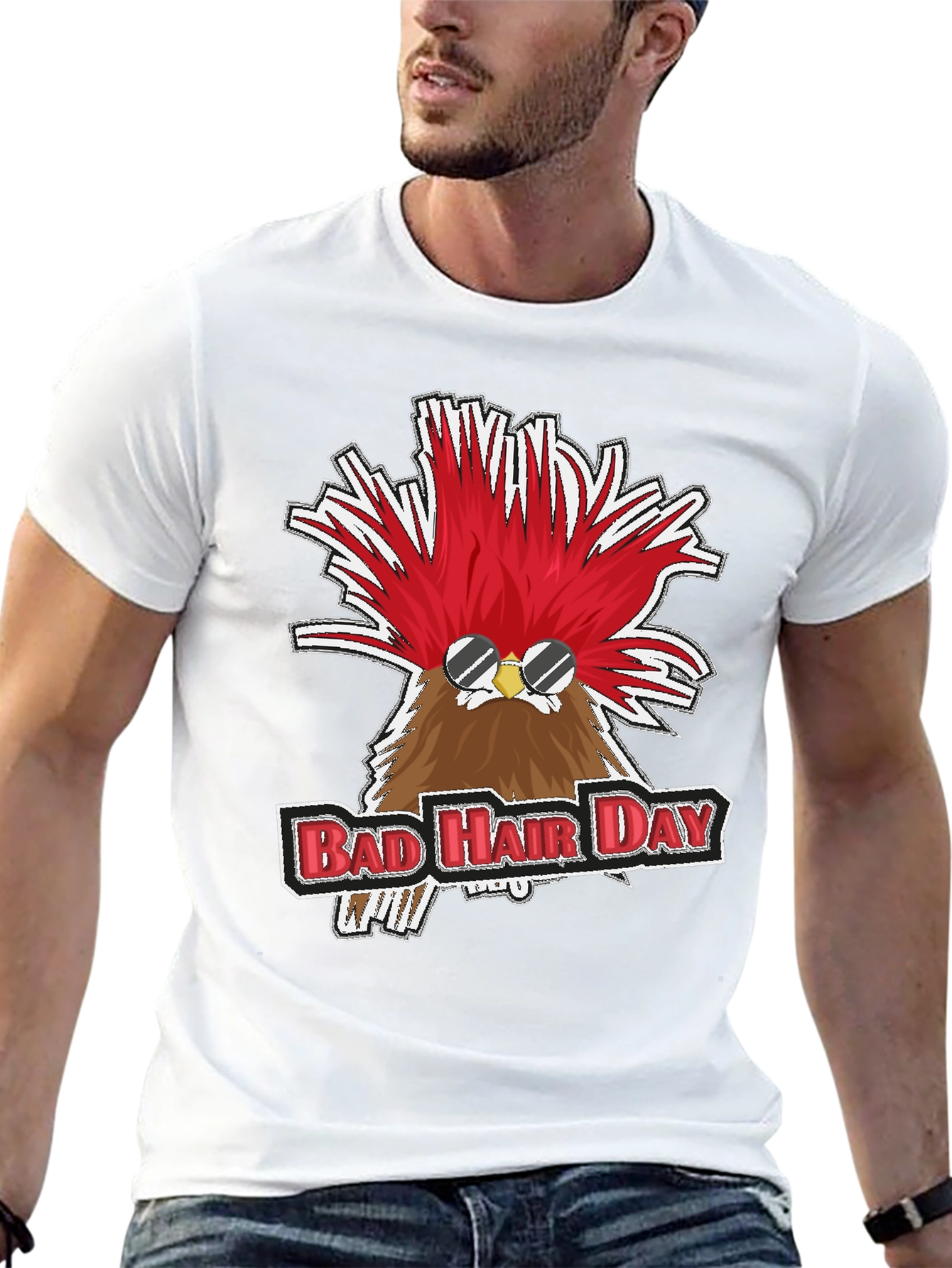 Black Bad Hair Day Chicken Graphic Tee view 13
